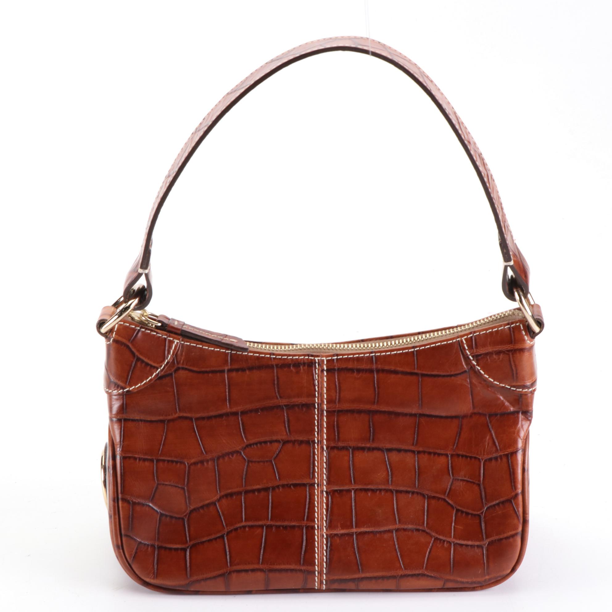 Dooney & Bourke Shoulder Bags in Black and Brown Croc-Effect Leather