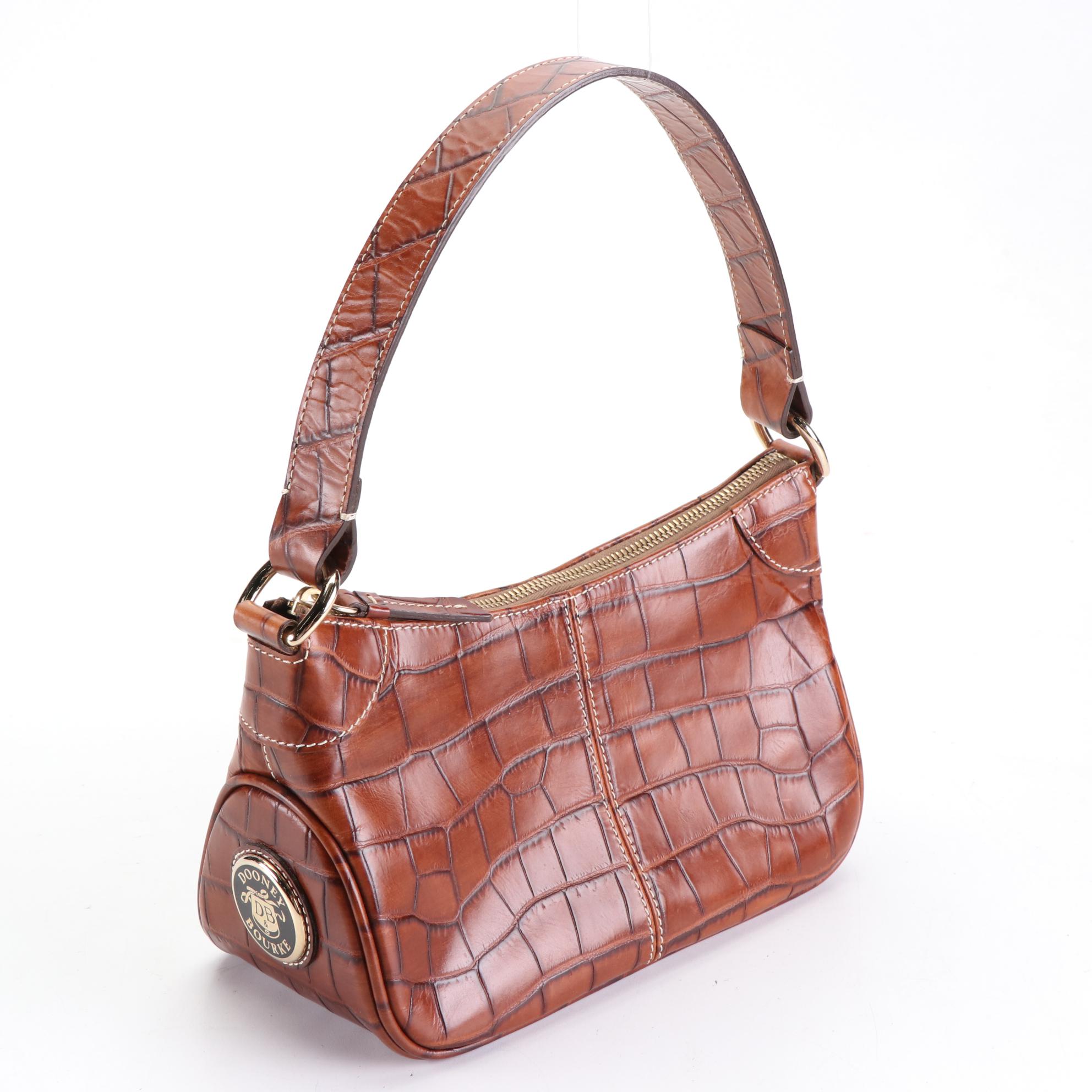 Dooney & Bourke Shoulder Bags in Black and Brown Croc-Effect Leather