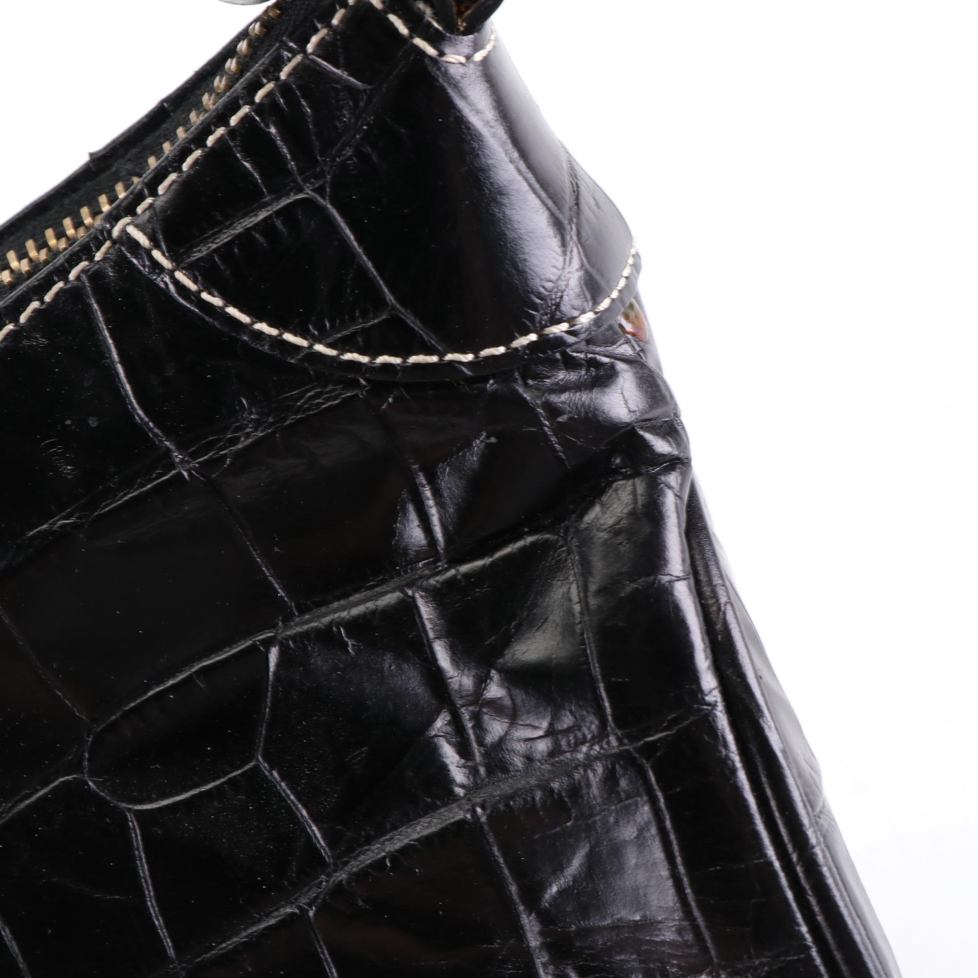 Dooney & Bourke Shoulder Bags in Black and Brown Croc-Effect Leather