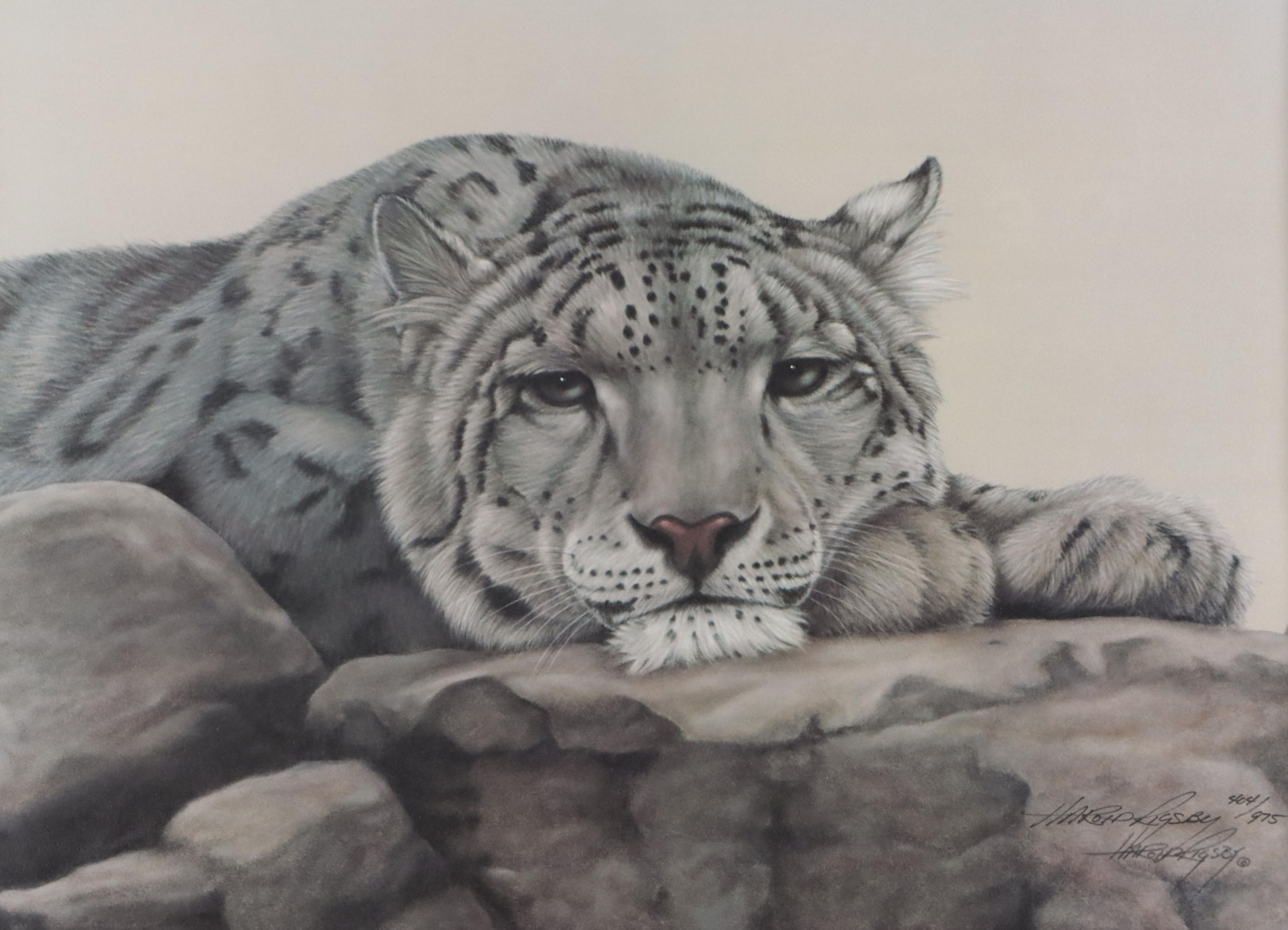 Harold Rigsby Offset Lithograph of Snow Leopard