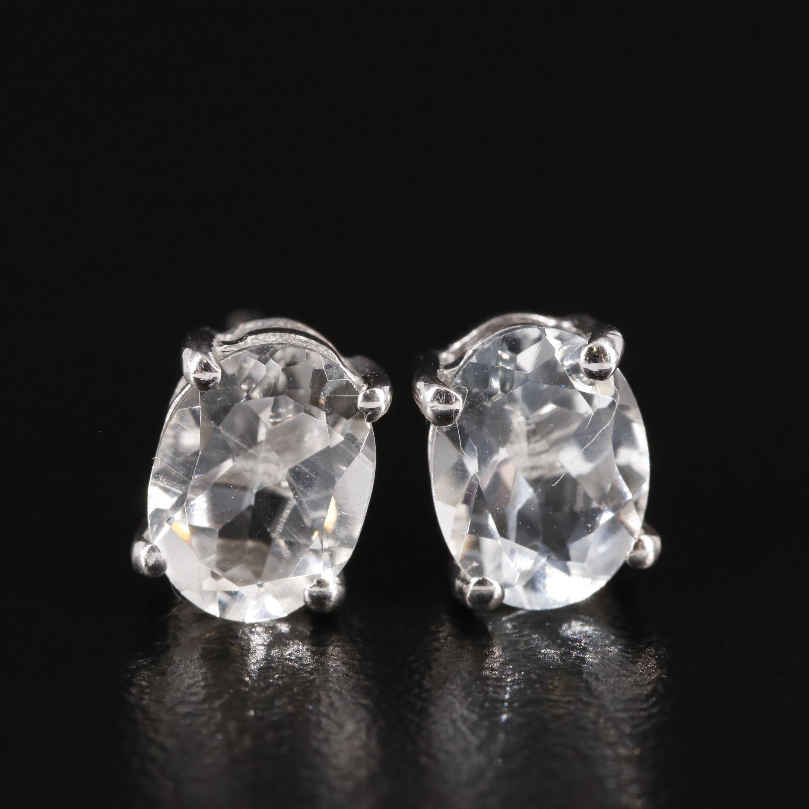 Sterling White Topaz Stud Earrings