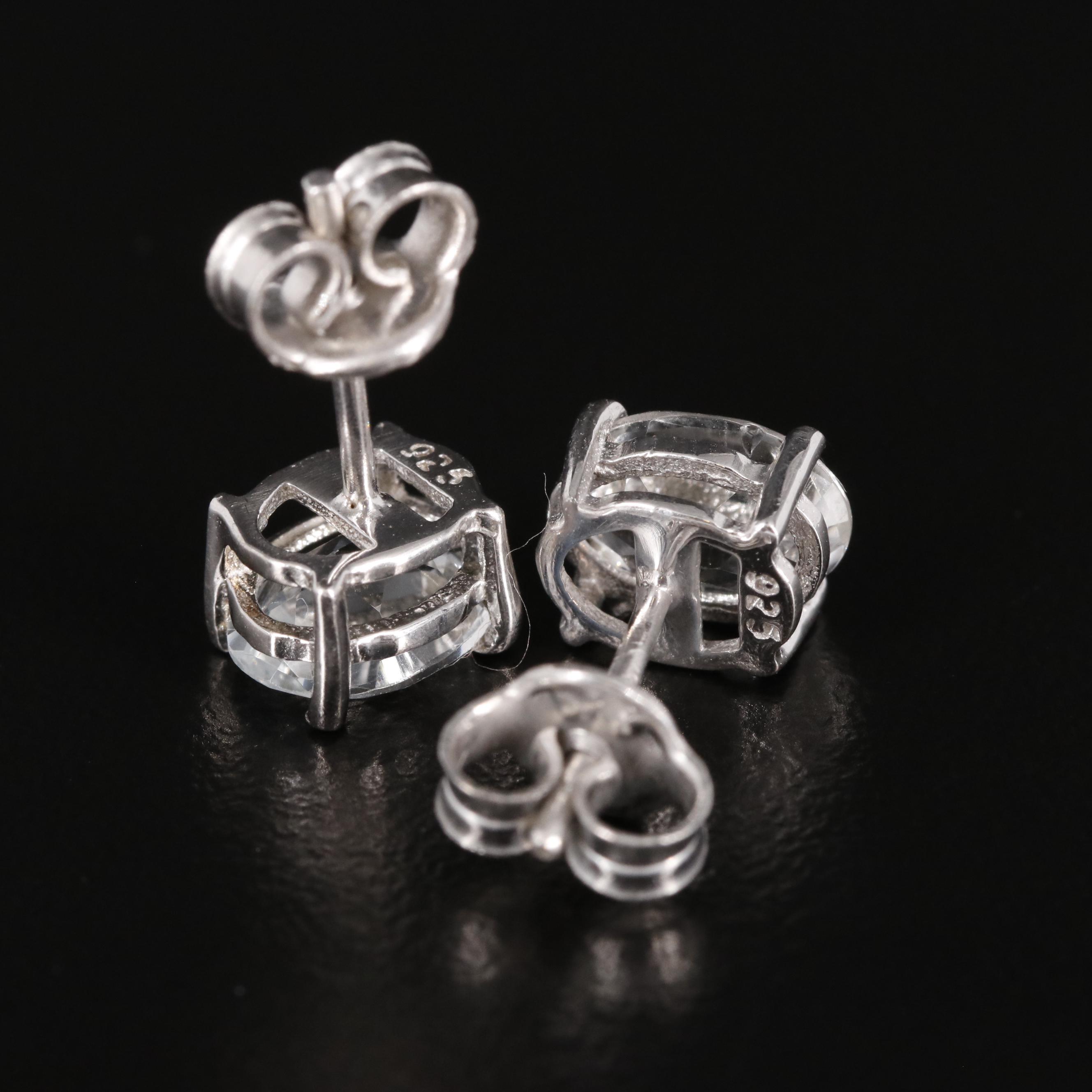 Sterling White Topaz Stud Earrings