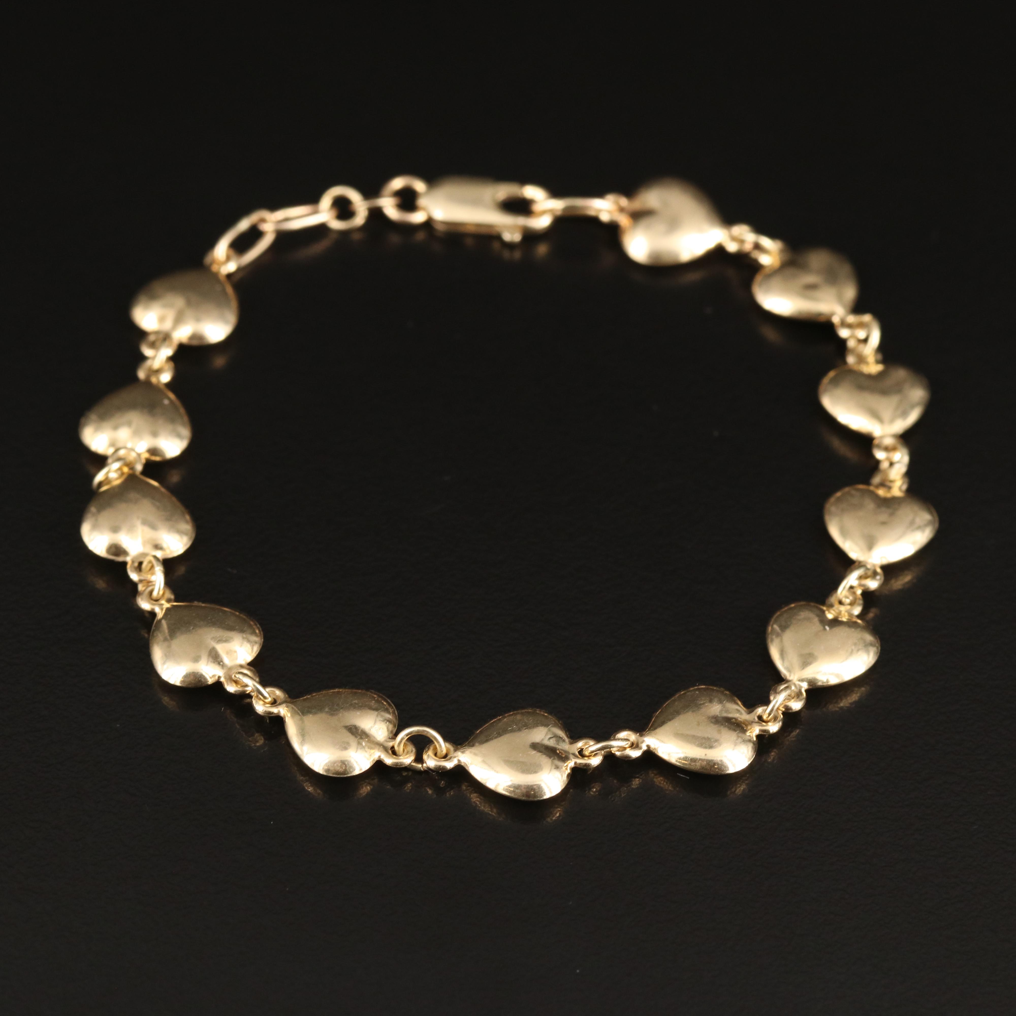 14K Puff Heart Link Bracelet