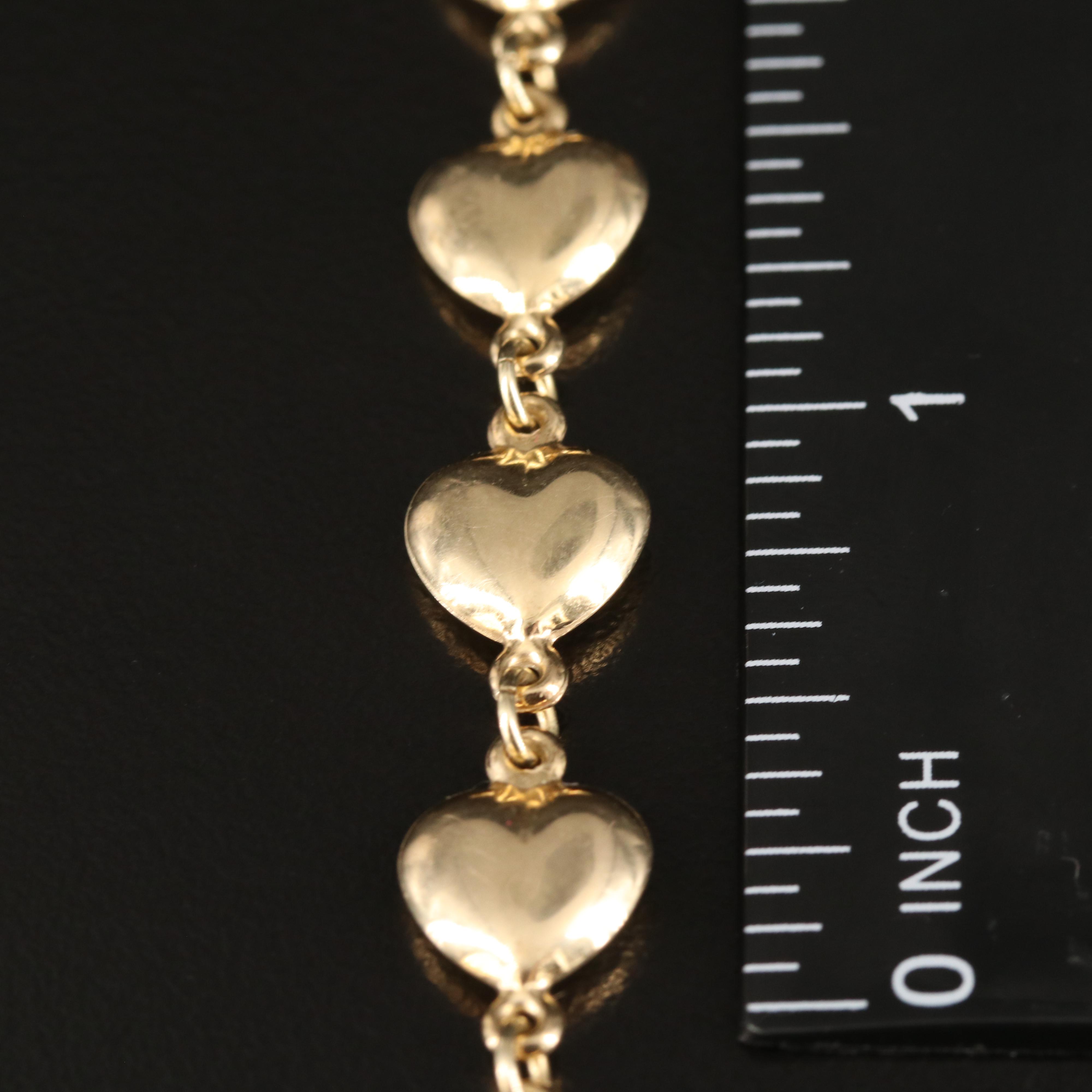 14K Puff Heart Link Bracelet