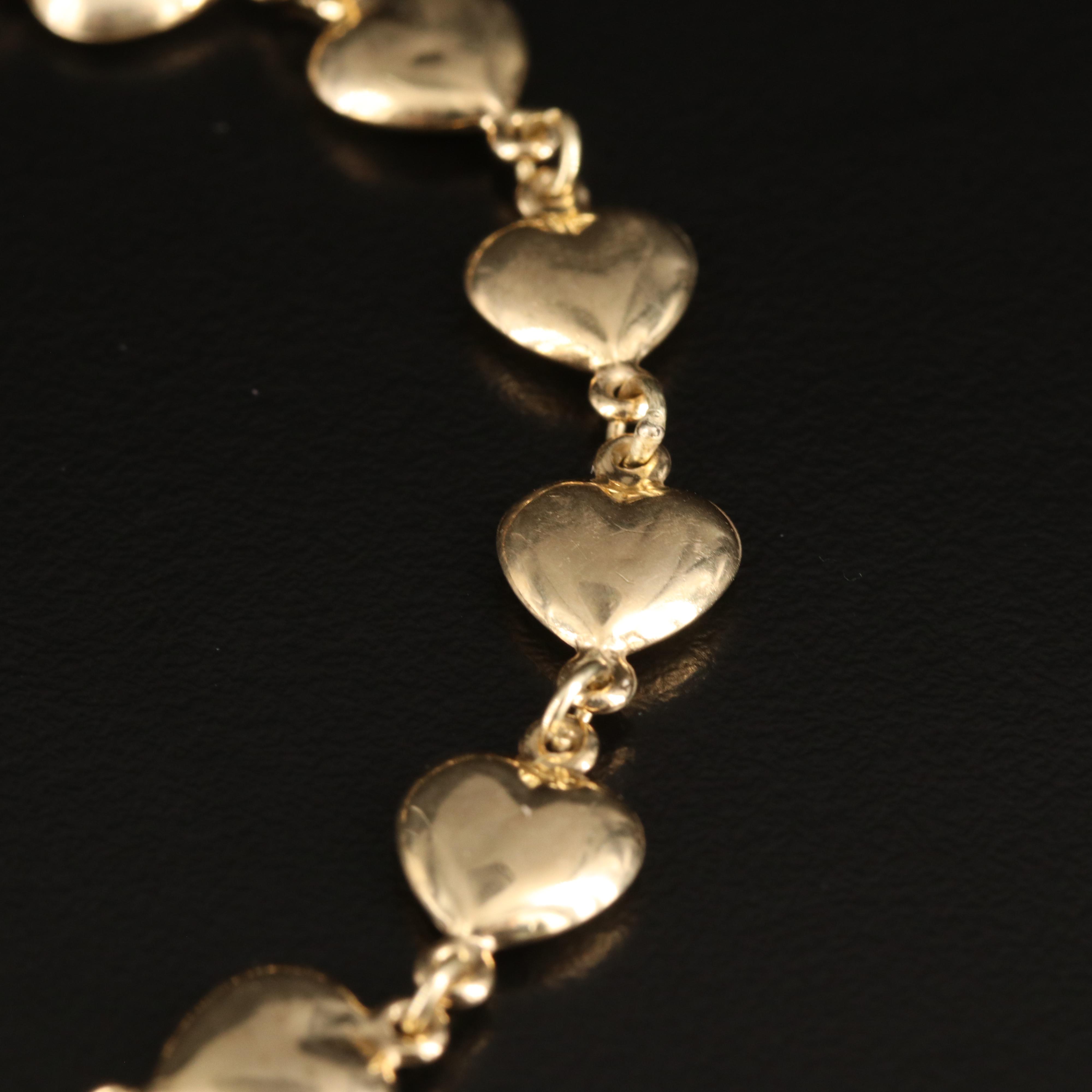 14K Puff Heart Link Bracelet