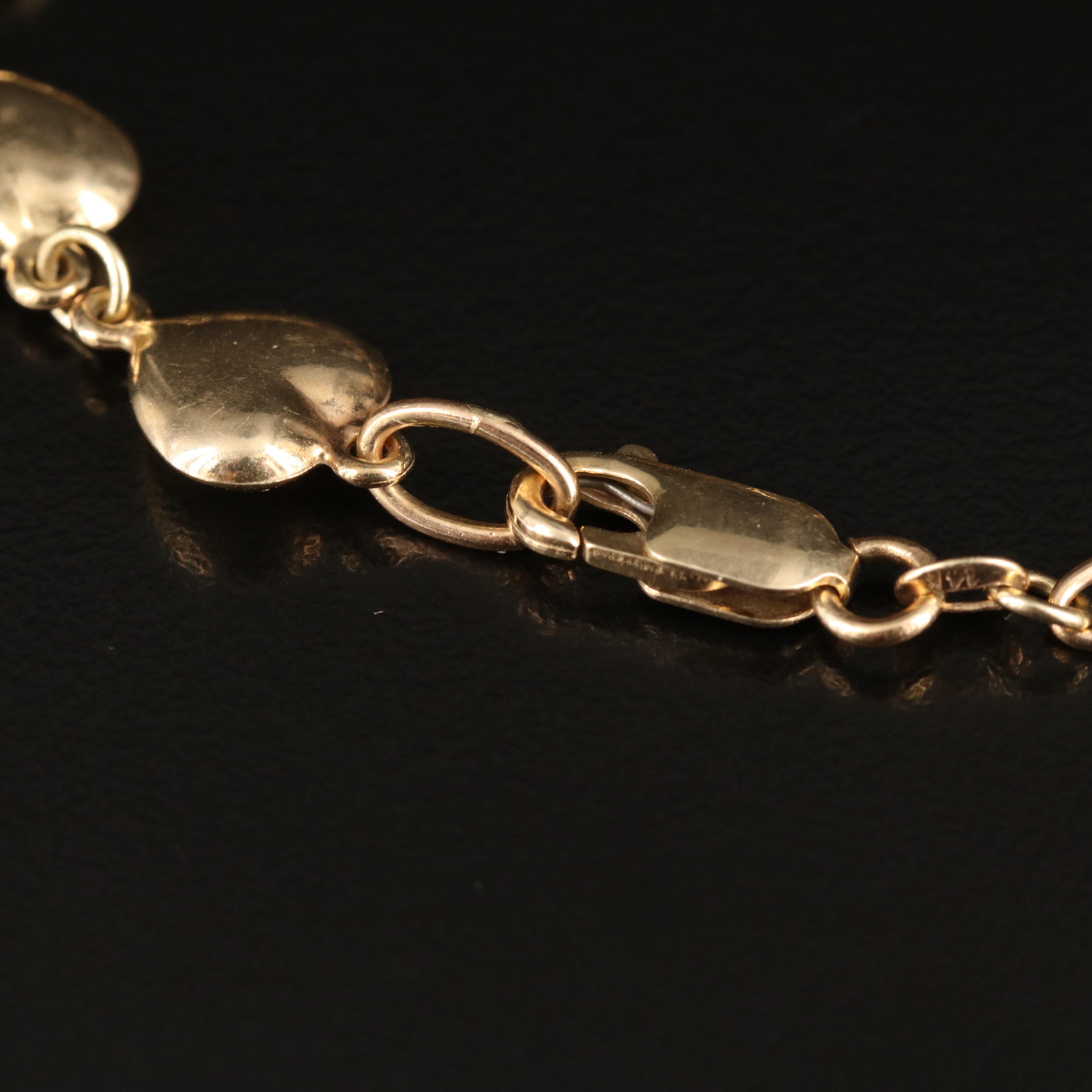 14K Puff Heart Link Bracelet