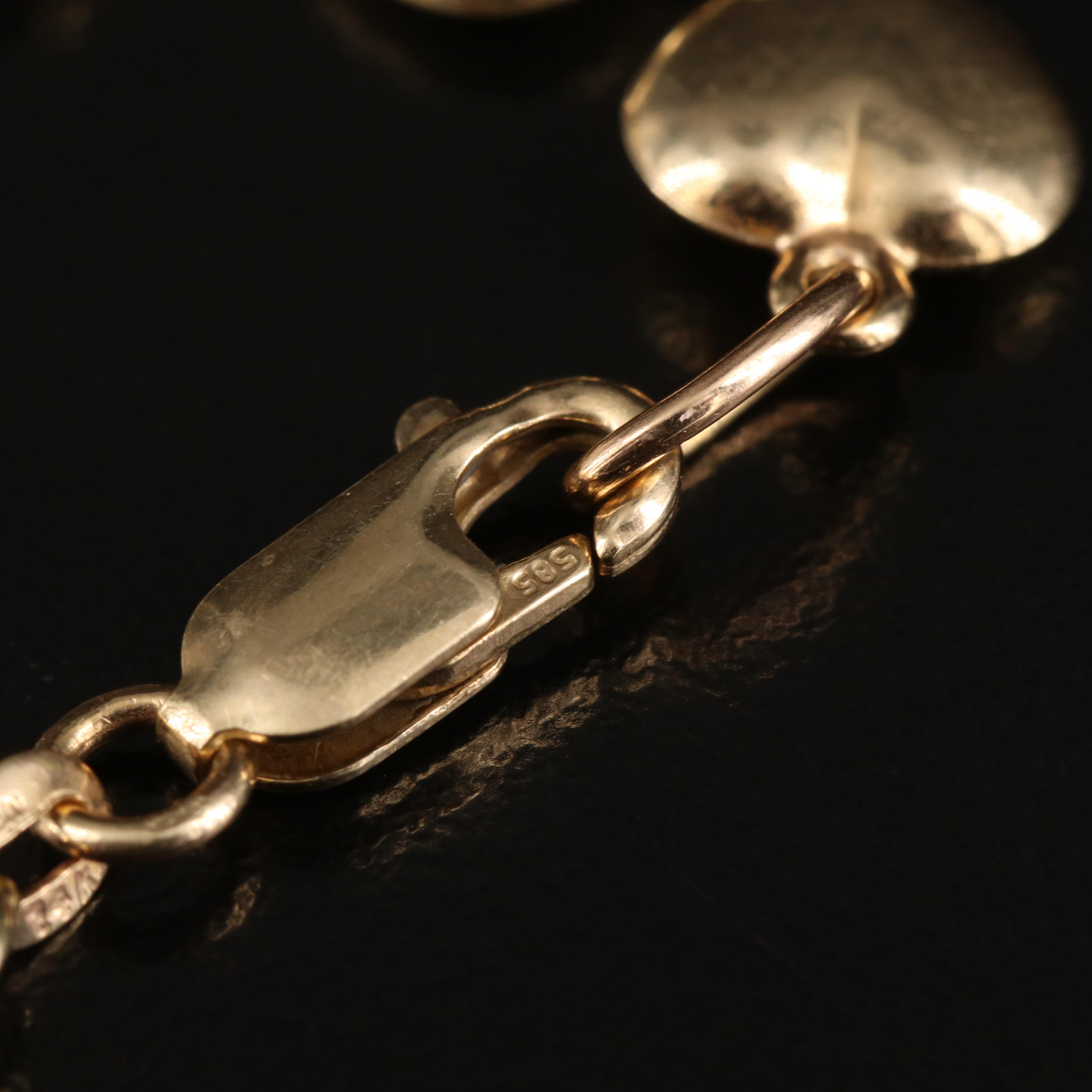 14K Puff Heart Link Bracelet