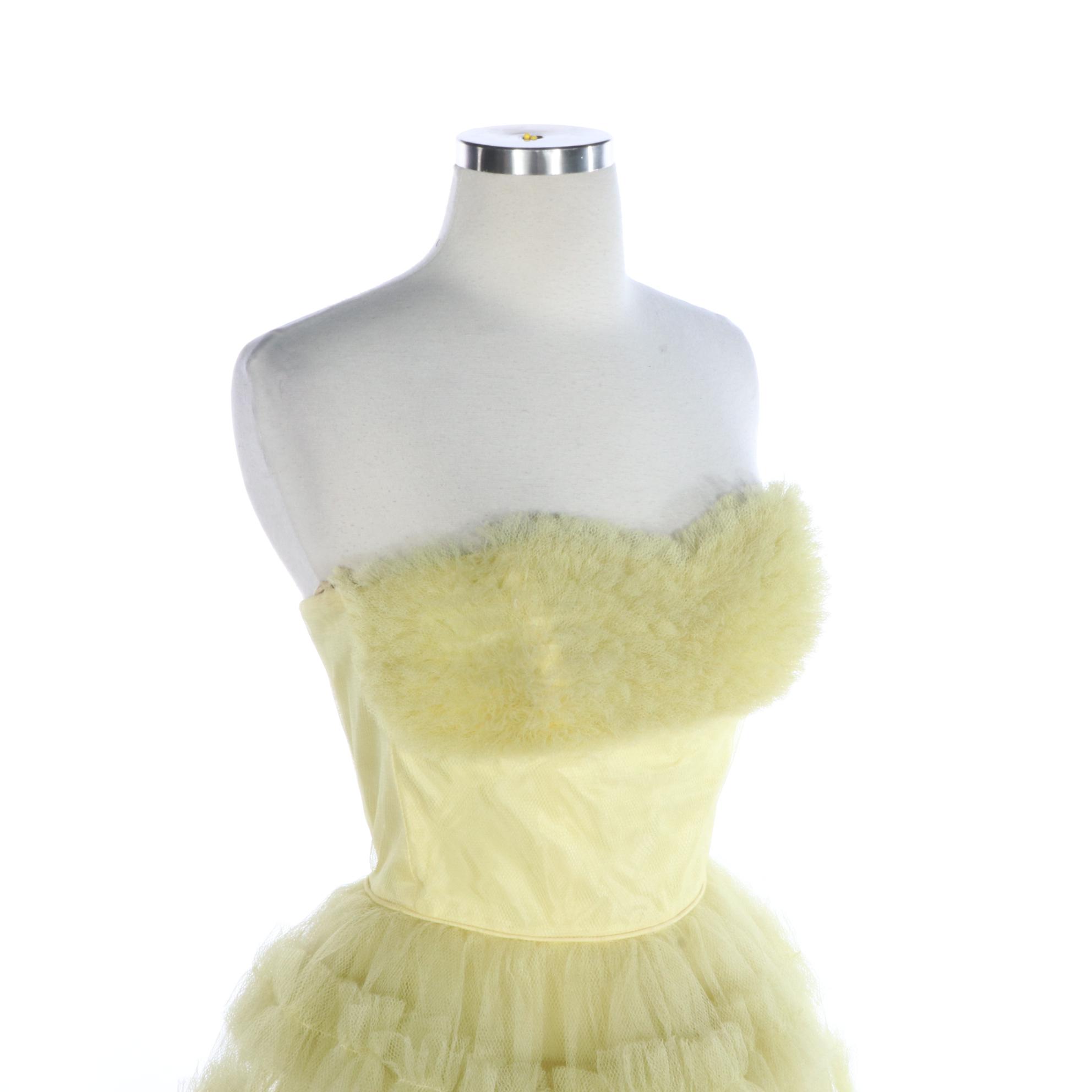 Ruffled Tulle Cupcake Dress with Sweetheart Neckline, 1950s