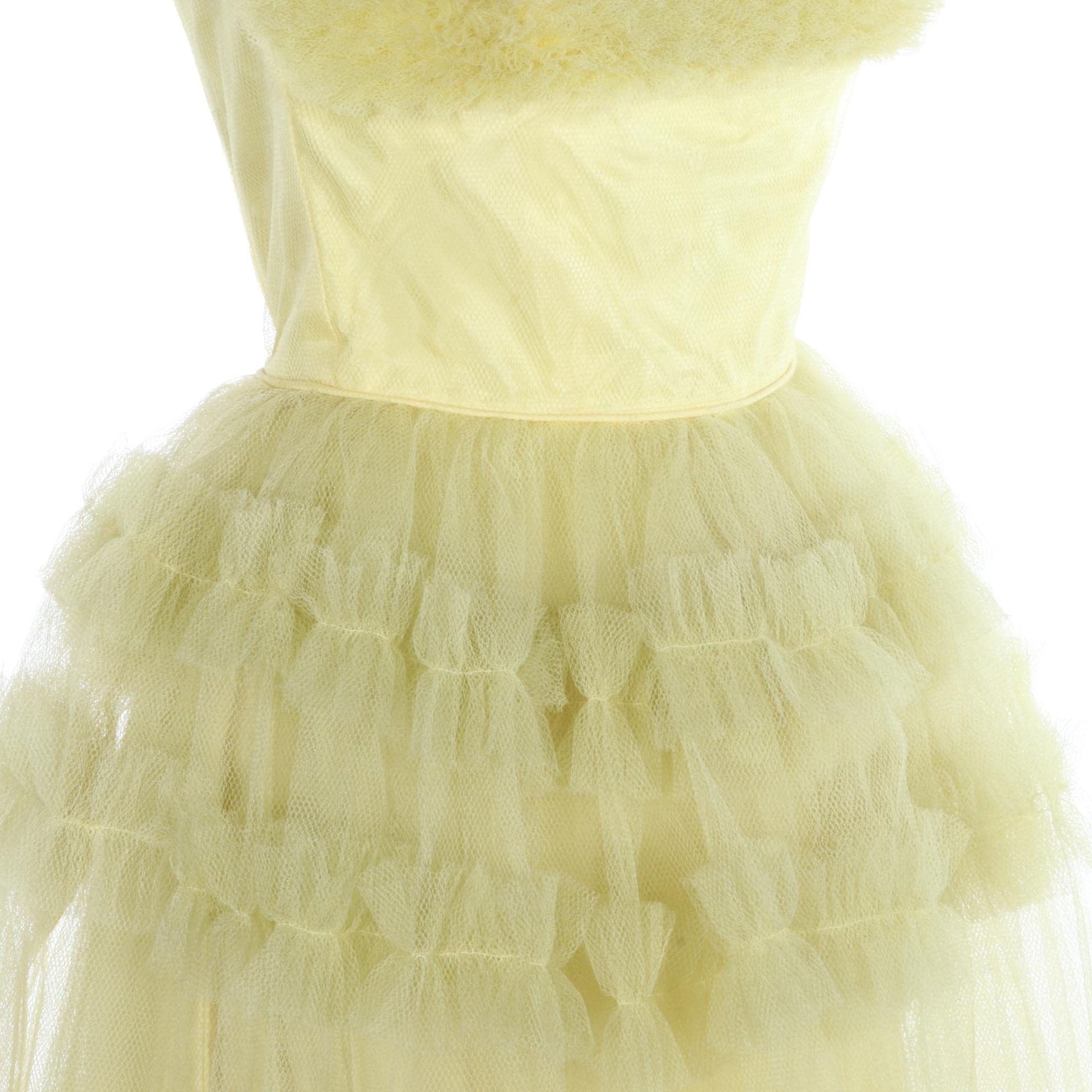 Ruffled Tulle Cupcake Dress with Sweetheart Neckline, 1950s