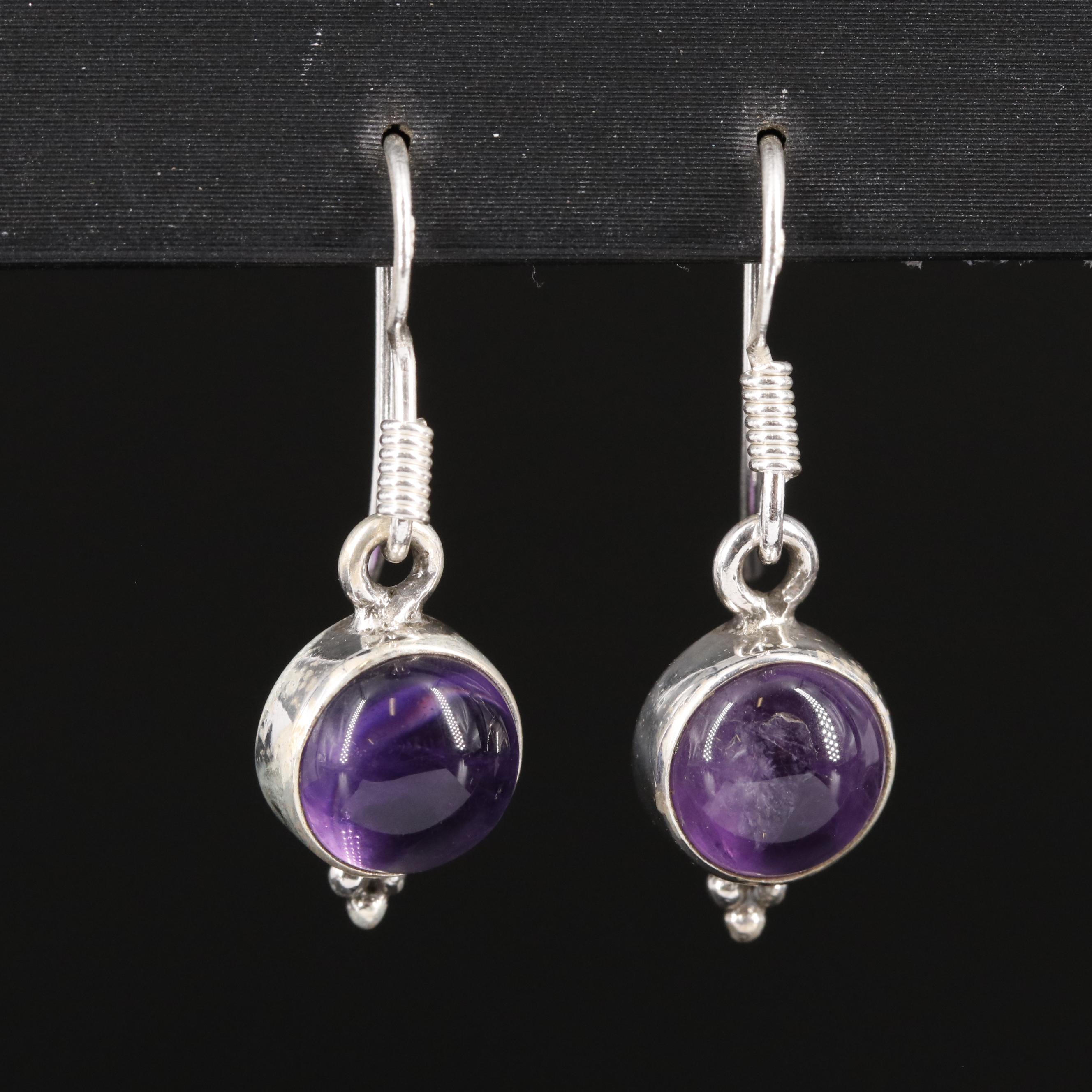 Sterling Amethyst Dangle Earrings