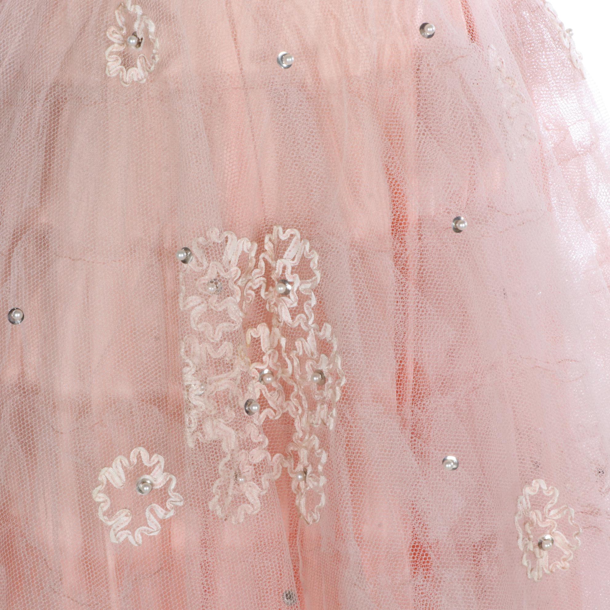 Embellished Floral Tulle Occasion Dress with Sweetheart Bodice, 1950s