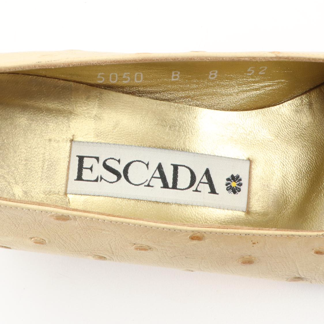 Escada Square Toe Pumps in Ostrich Leather