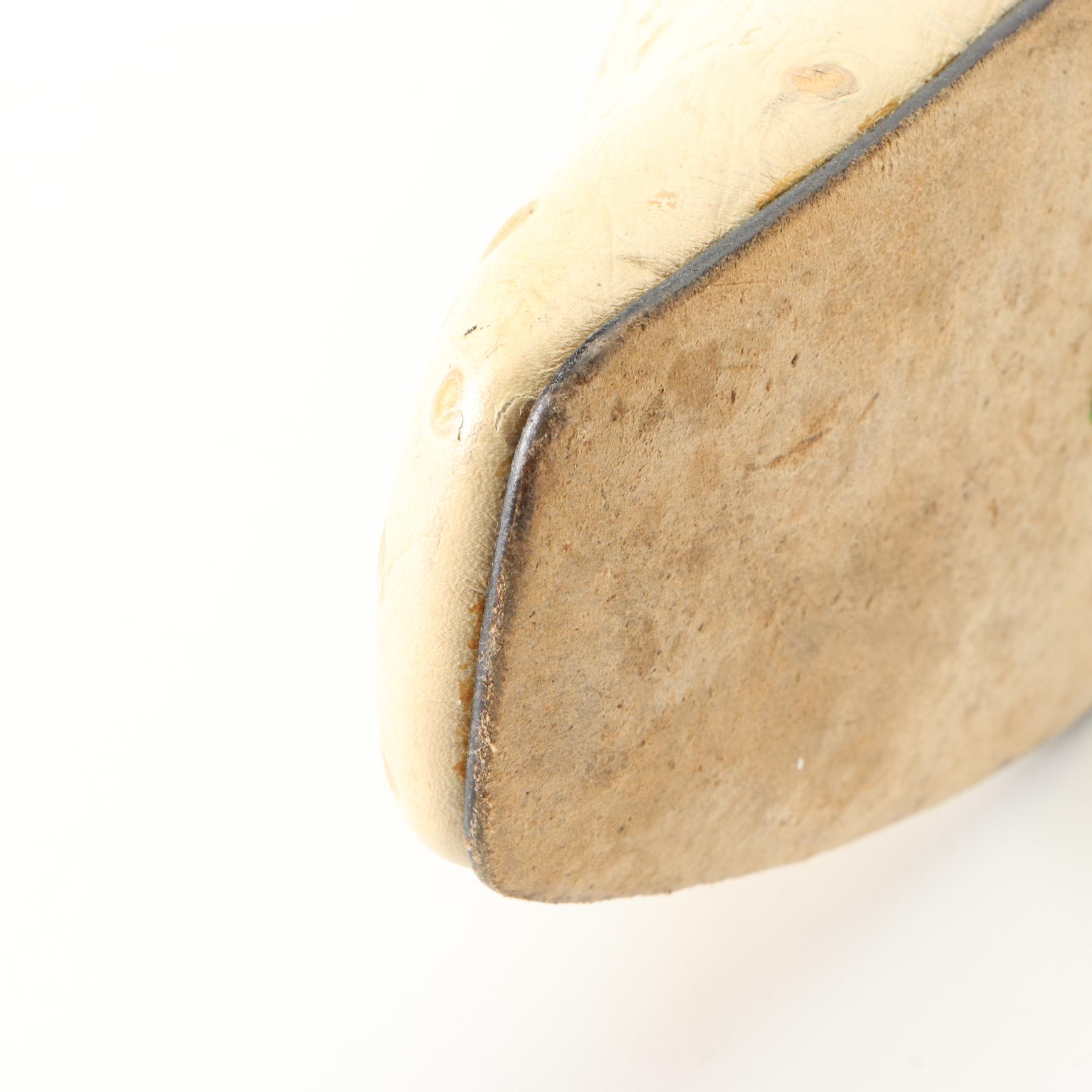 Escada Square Toe Pumps in Ostrich Leather