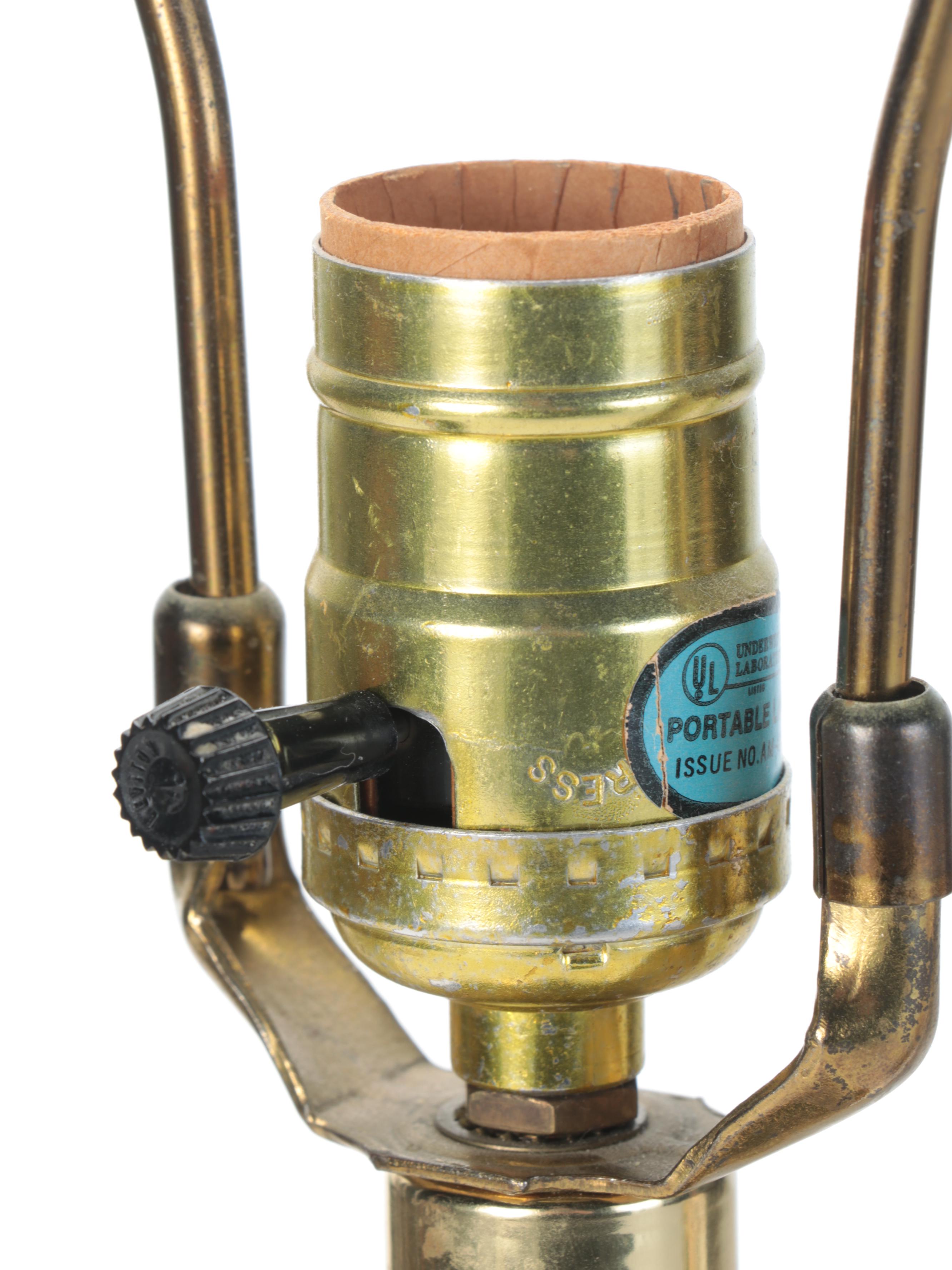 Brass Tea Canister and Painted Ceramic Table Lamps, Mid to Late 20th Century