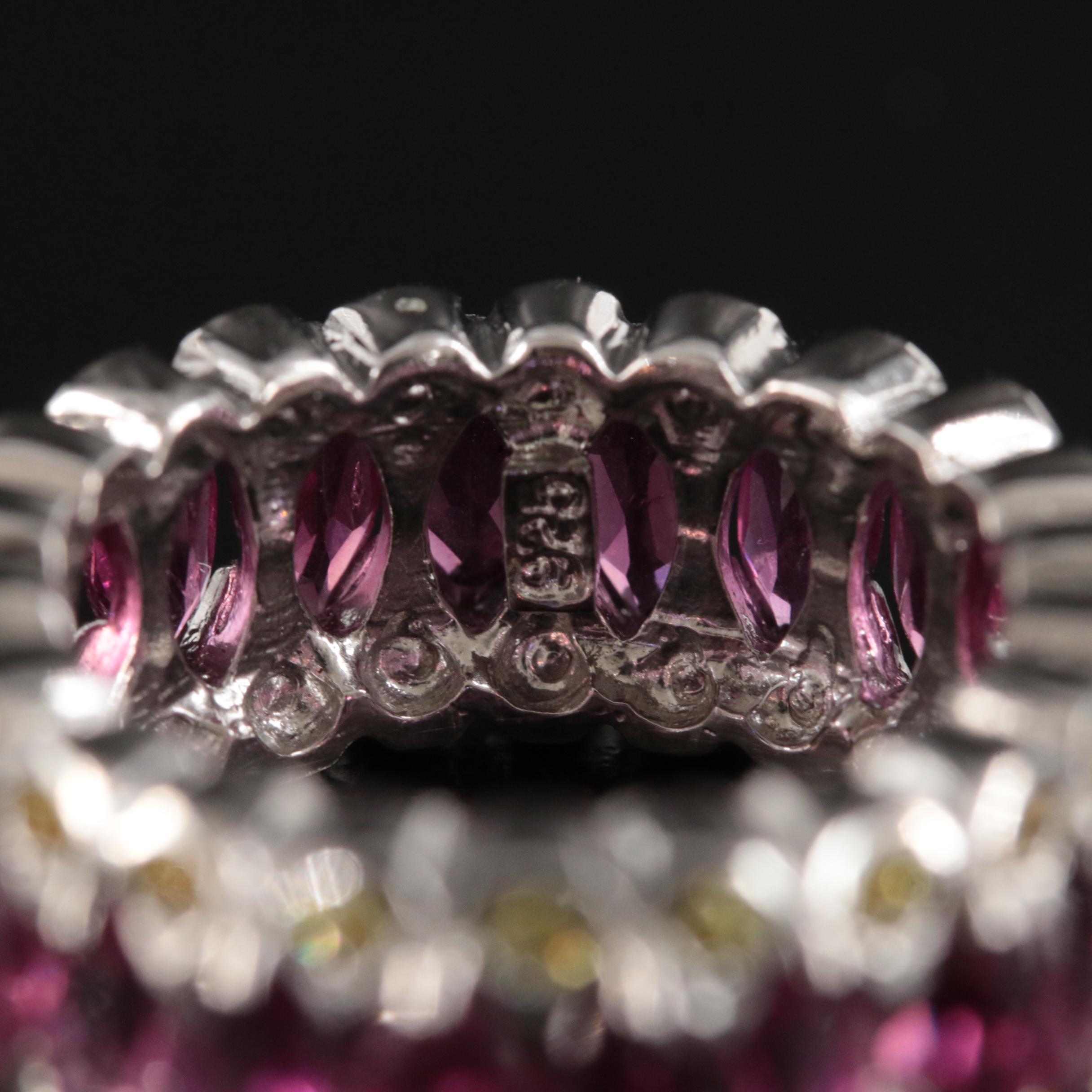 Sterling Garnet and Sapphire Eternity Band