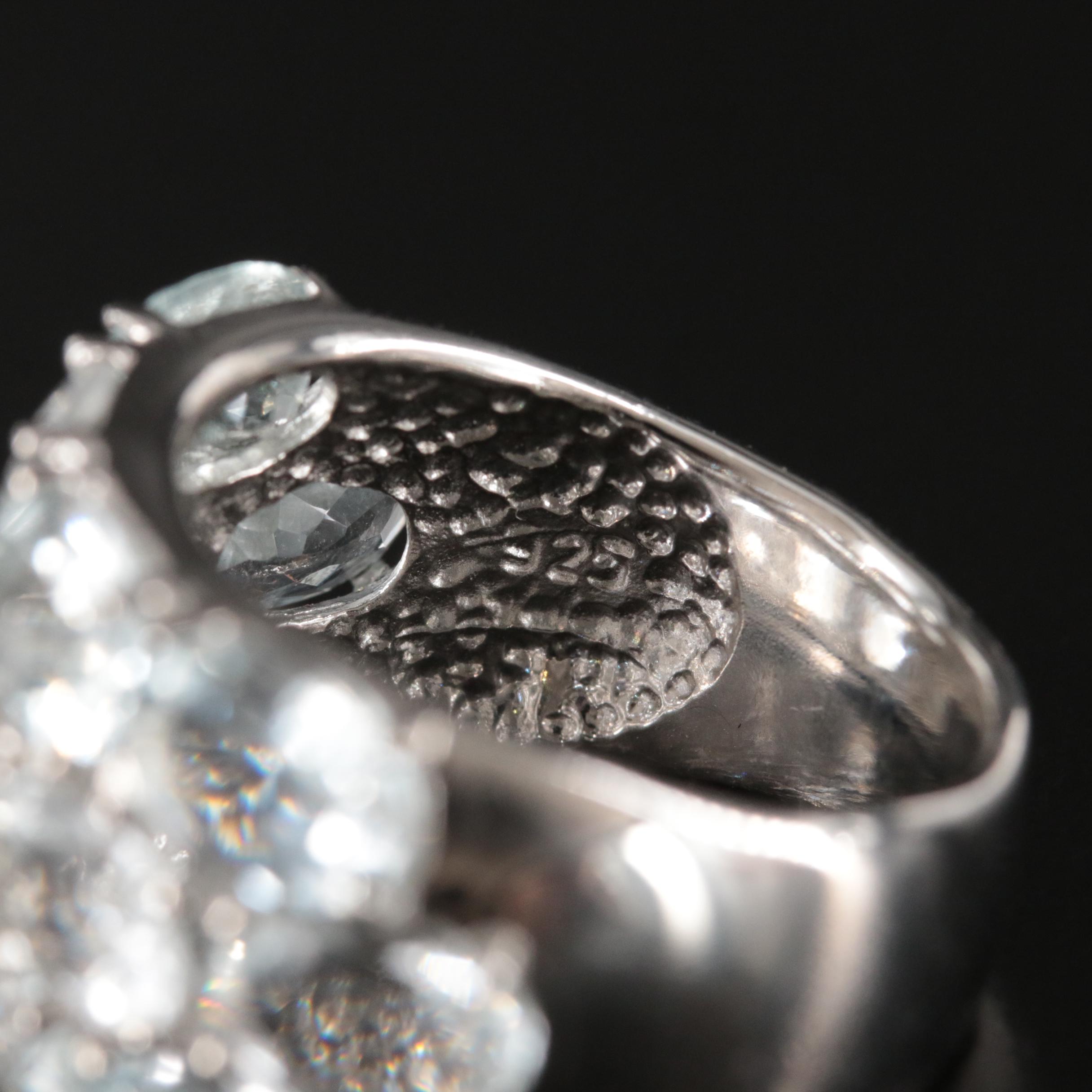 Sterling Aquamarine Triple Row Ring