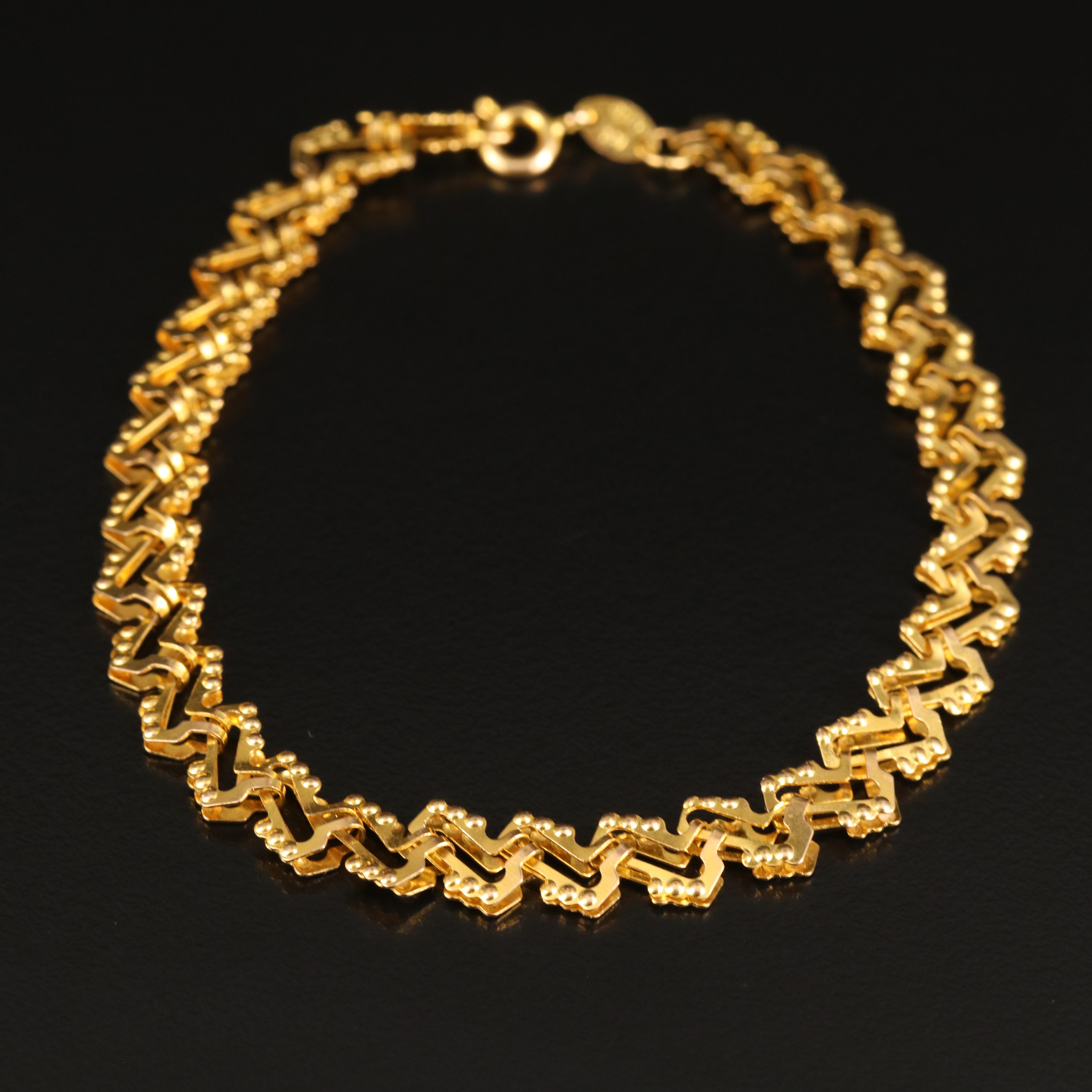 18K Fancy Link Bracelet with Granulated Details