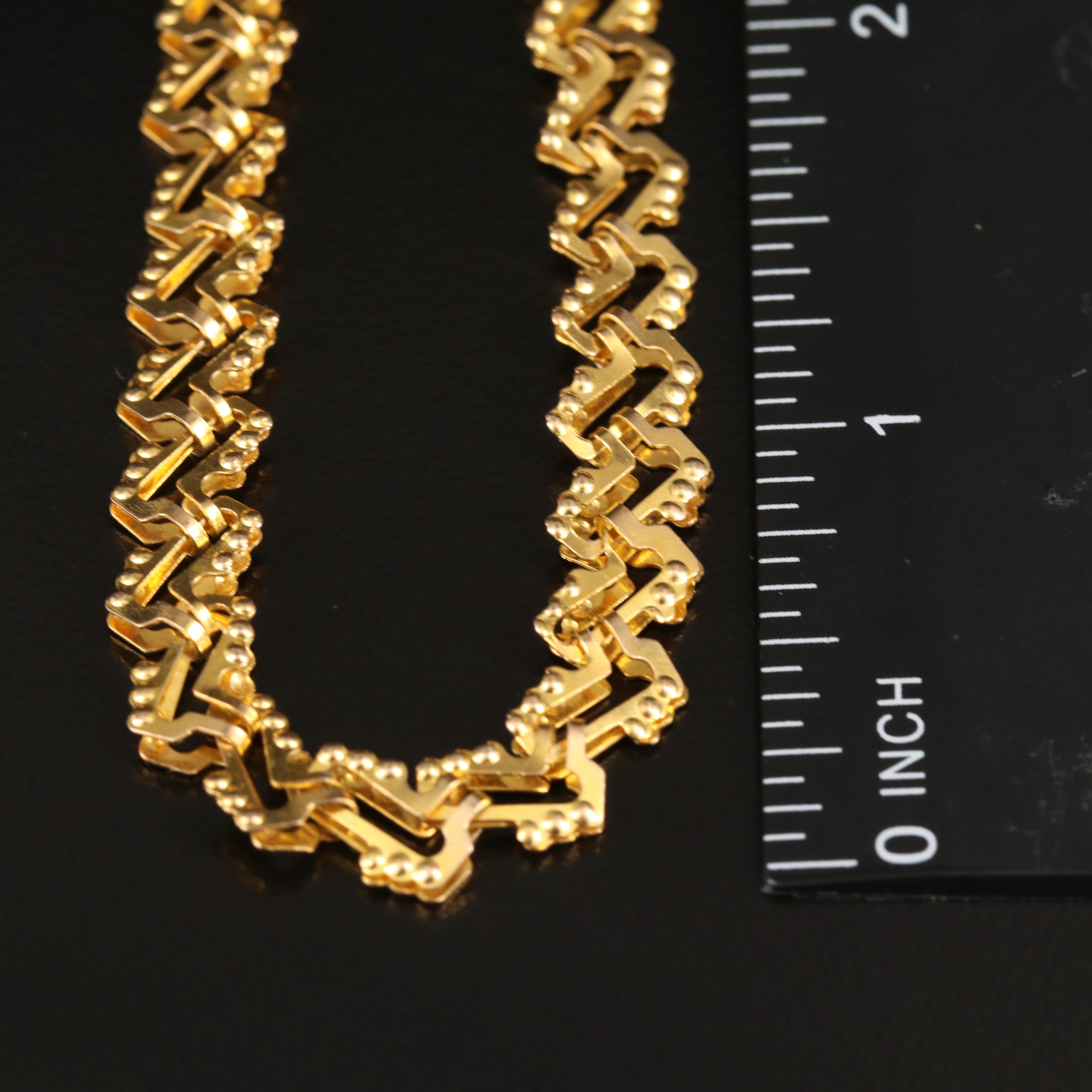18K Fancy Link Bracelet with Granulated Details
