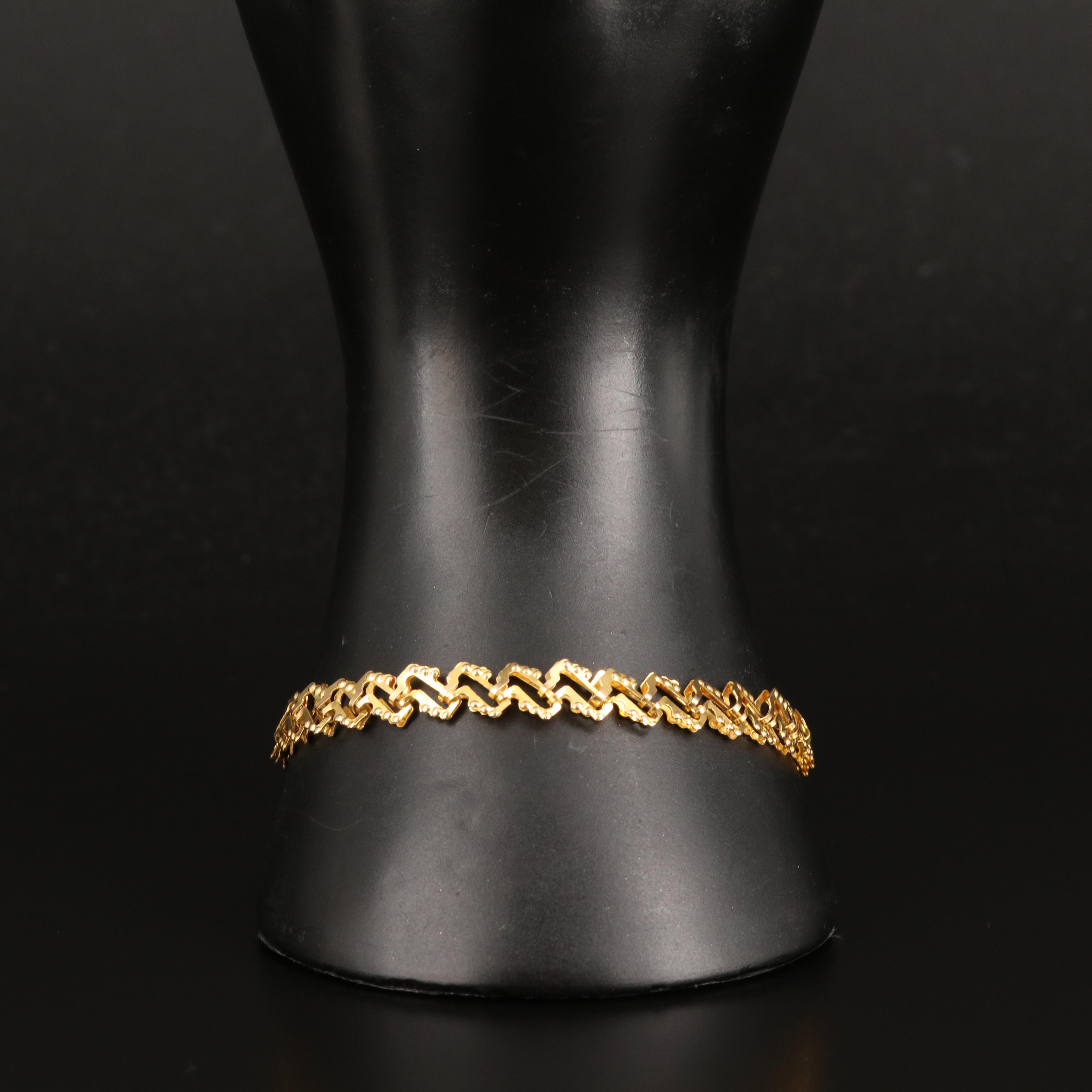 18K Fancy Link Bracelet with Granulated Details