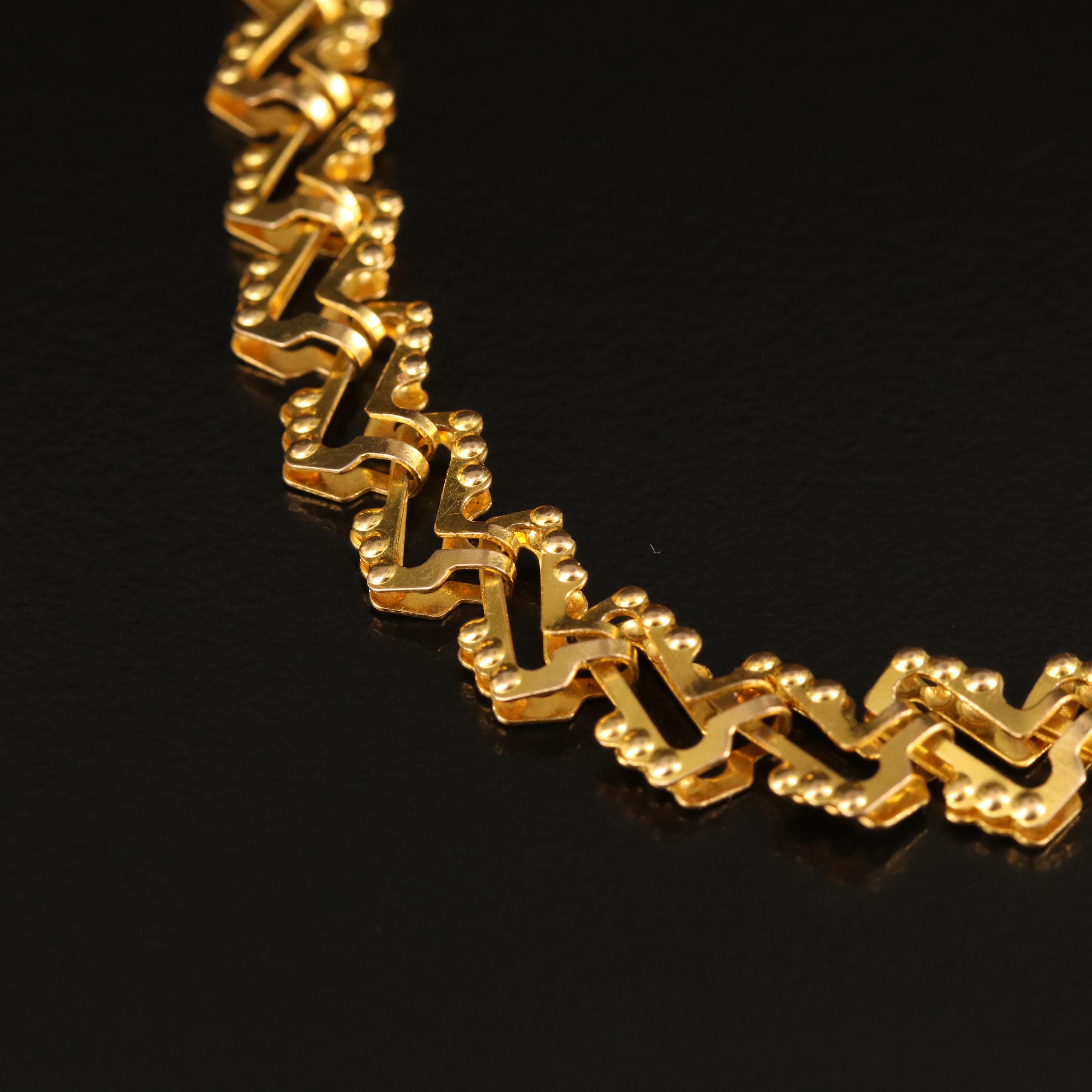 18K Fancy Link Bracelet with Granulated Details