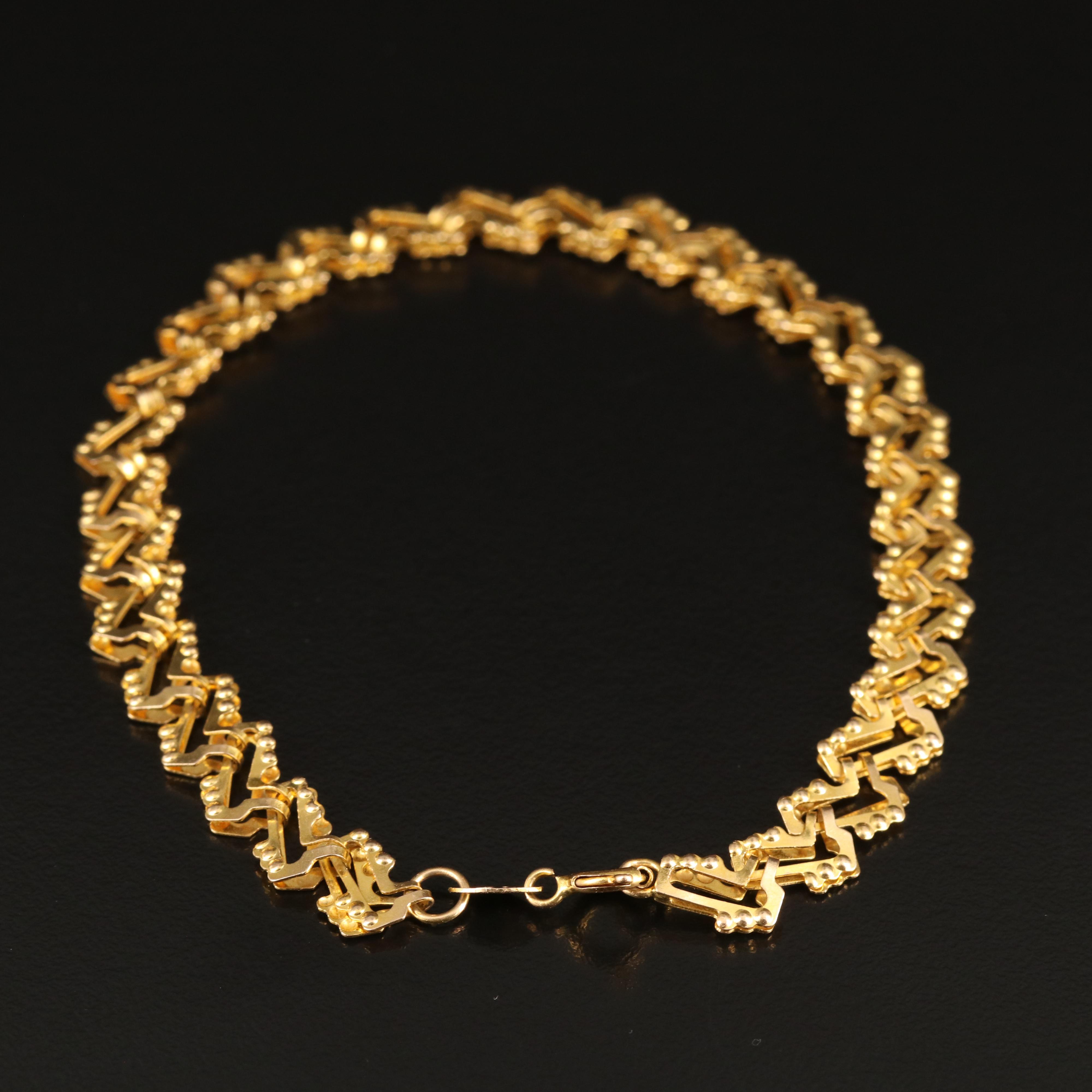 18K Fancy Link Bracelet with Granulated Details