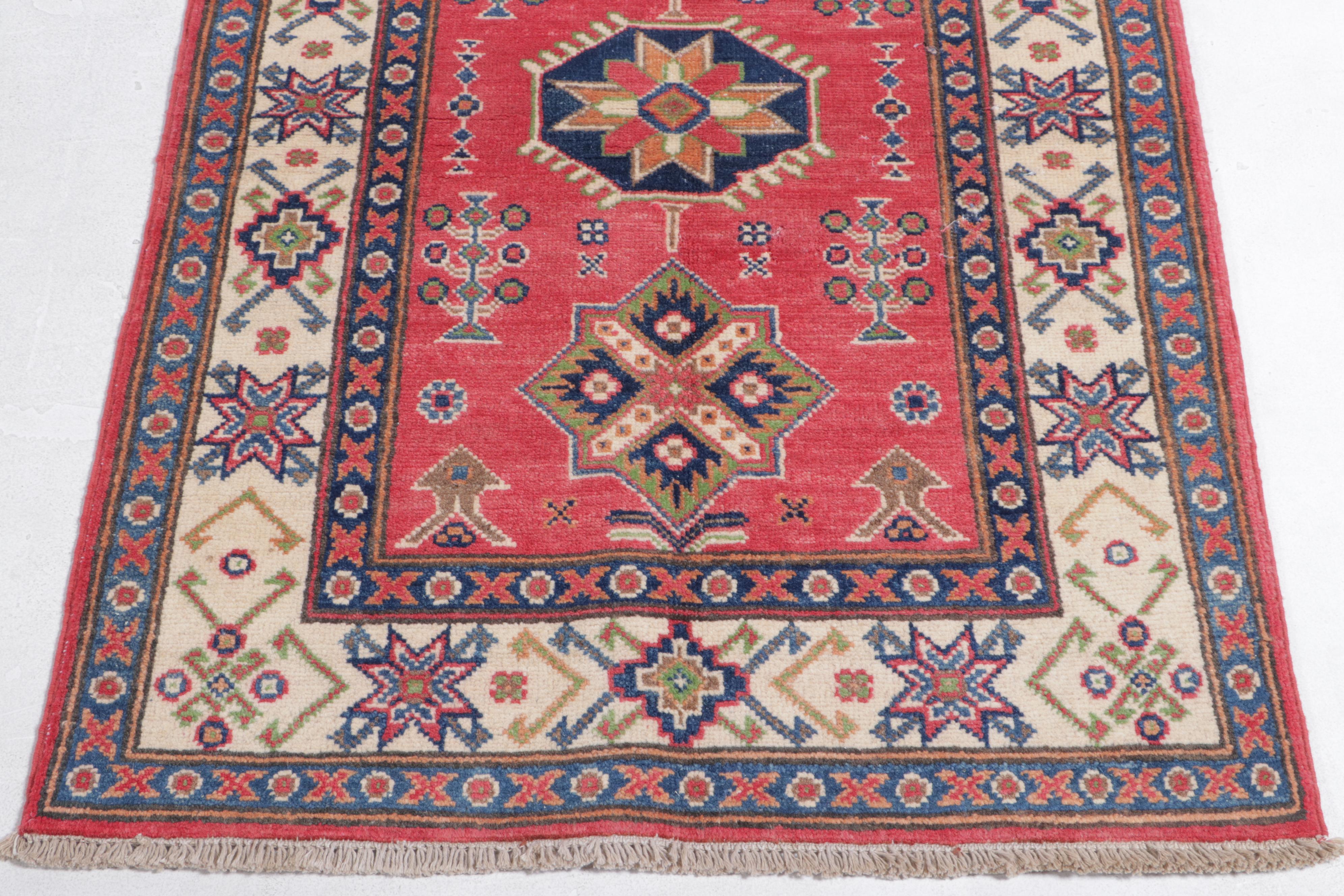 2'10 x 4'3 Hand-Knotted Pakistani Kazak Accent Rug