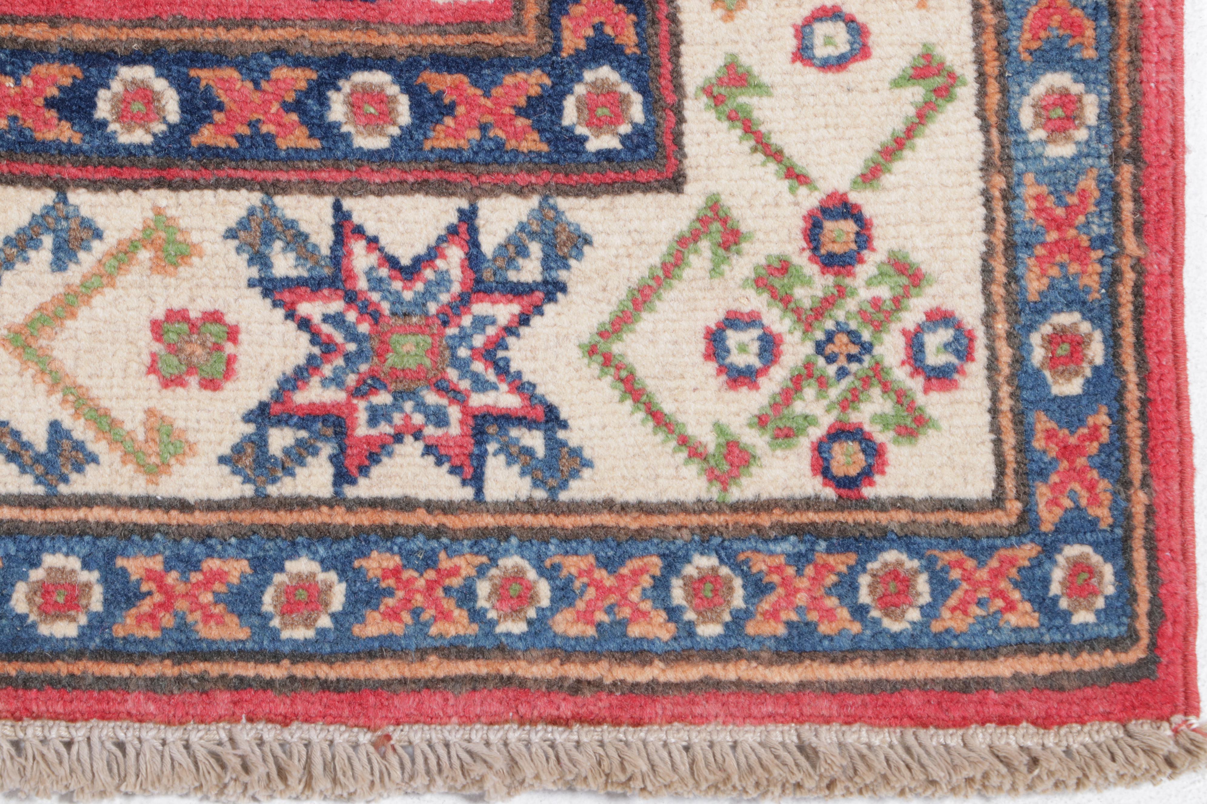 2'10 x 4'3 Hand-Knotted Pakistani Kazak Accent Rug