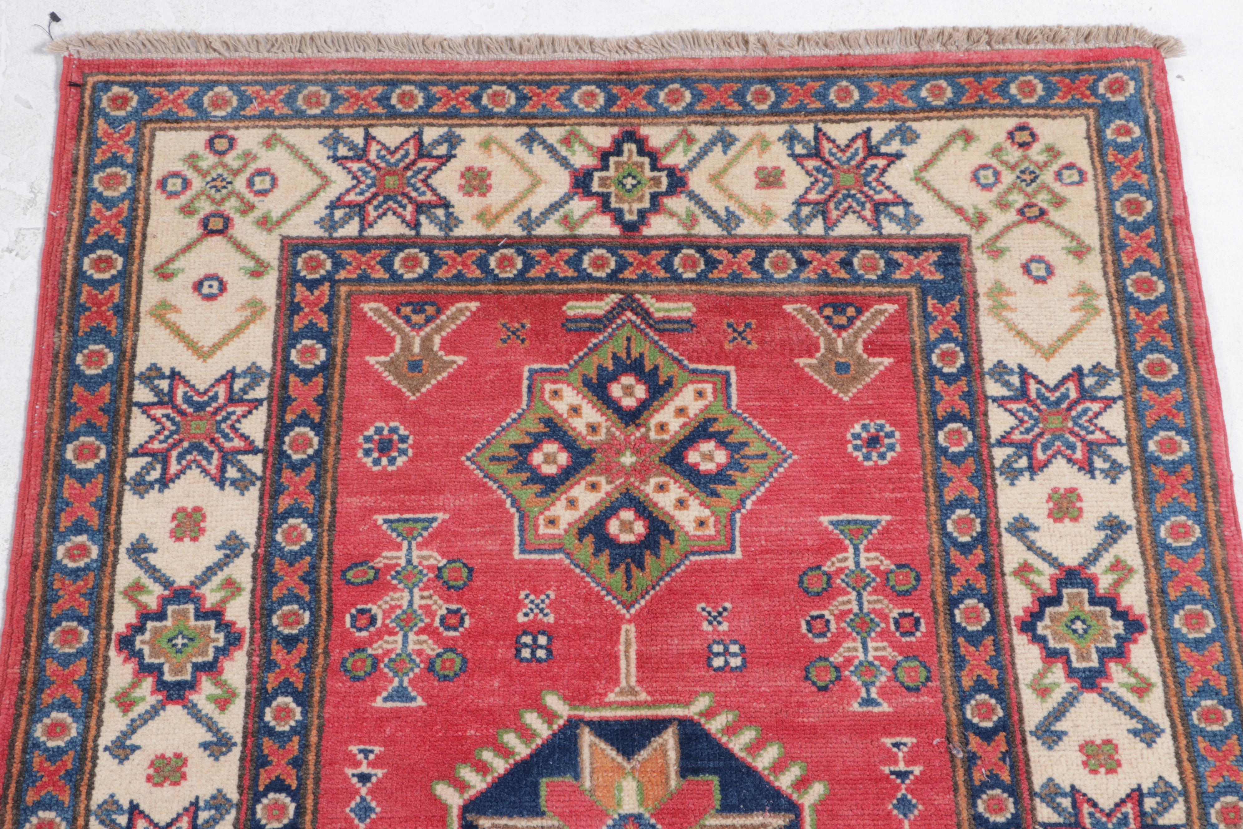 2'10 x 4'3 Hand-Knotted Pakistani Kazak Accent Rug