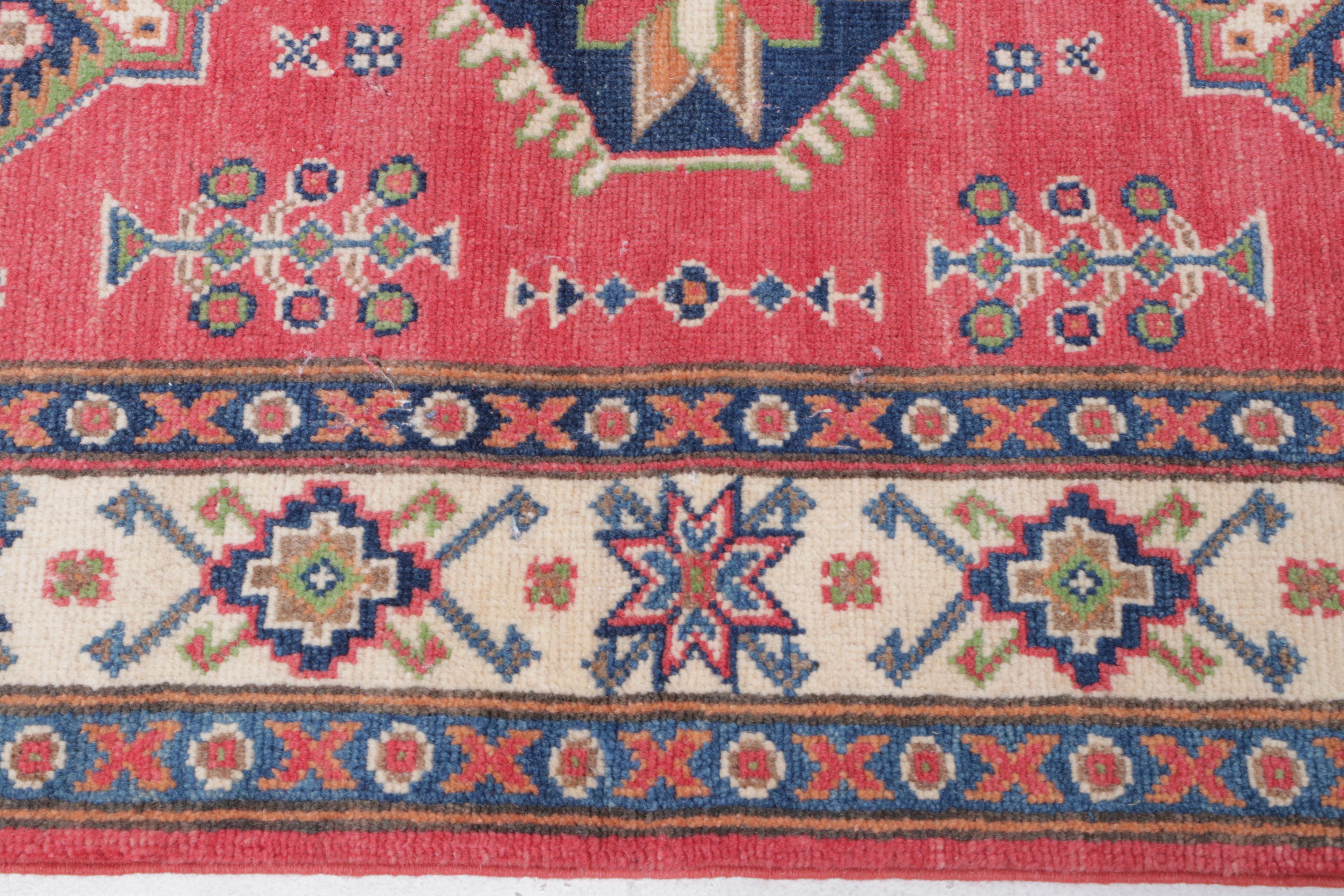2'10 x 4'3 Hand-Knotted Pakistani Kazak Accent Rug