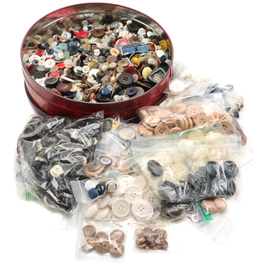 Tin and More Various Plastic and Wood Buttons