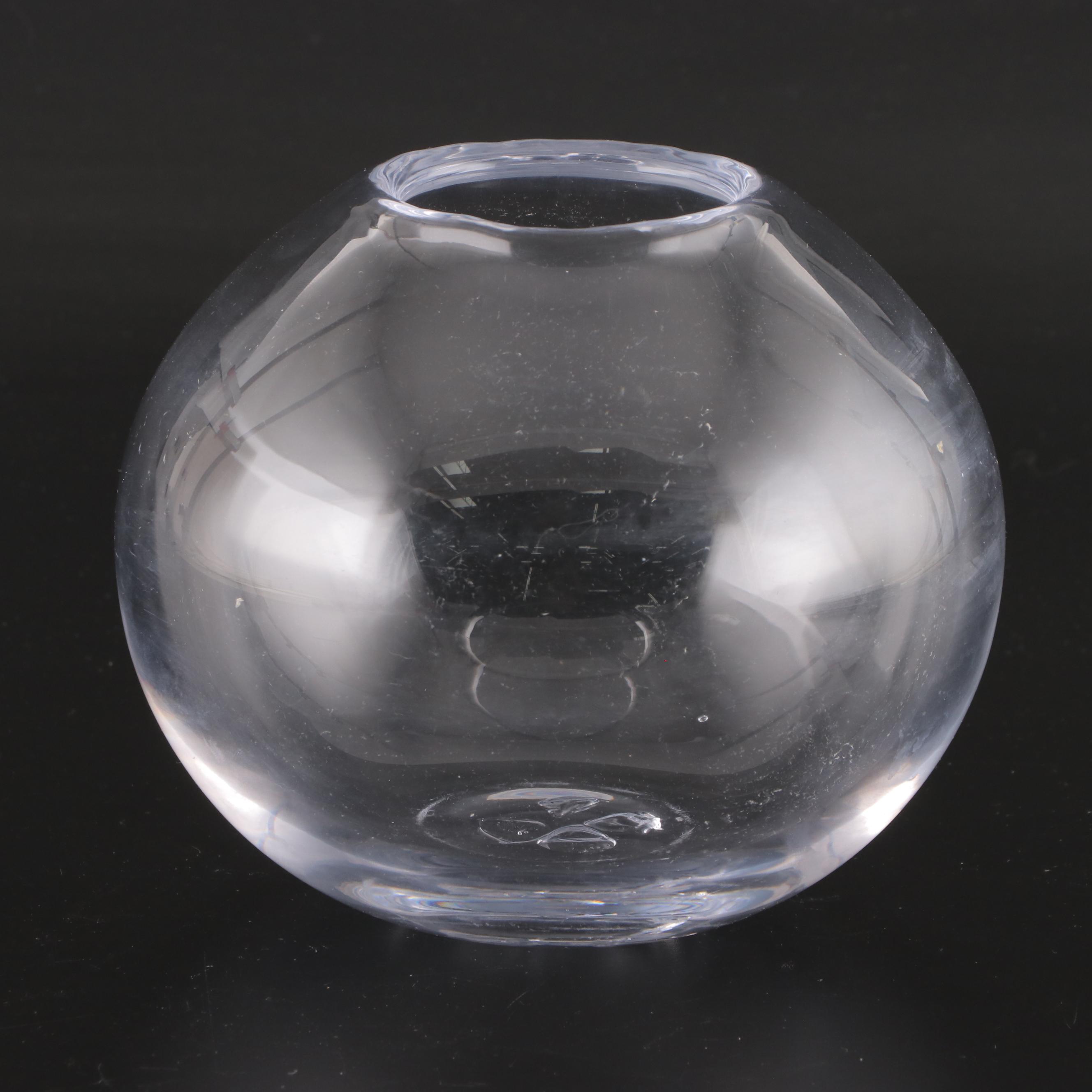 Simon Pearce Glass Rose Bowl Vase and Footed Bowl