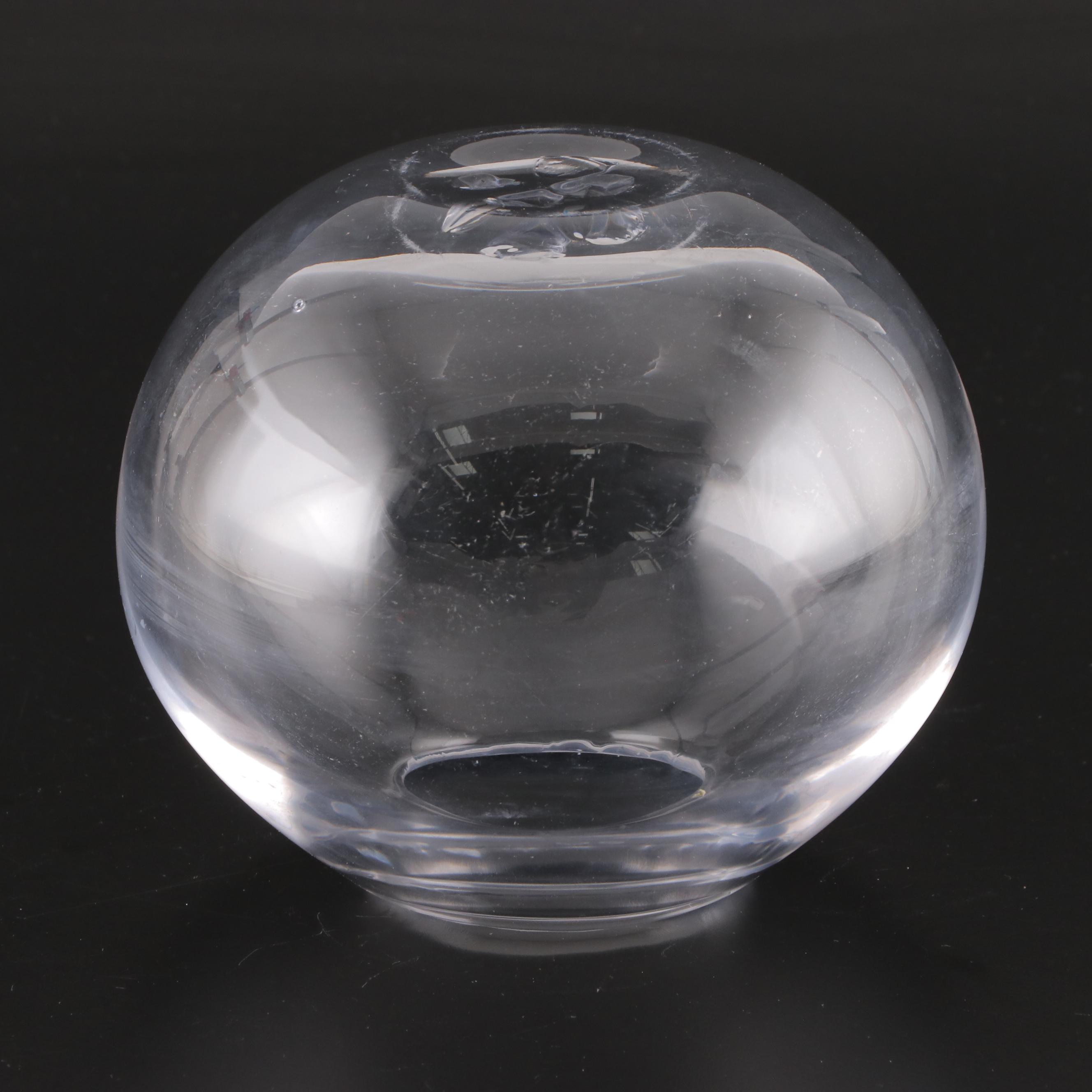 Simon Pearce Glass Rose Bowl Vase and Footed Bowl