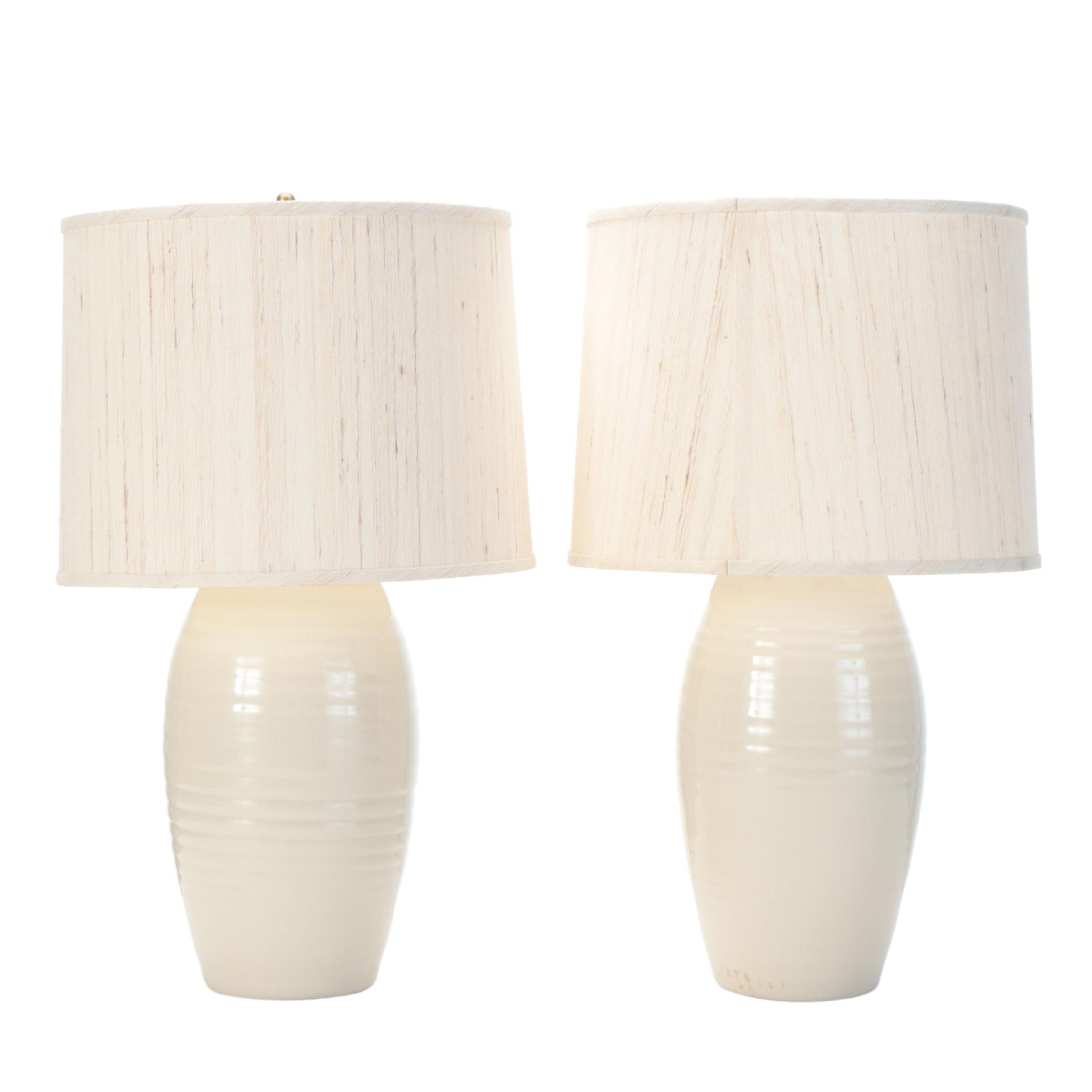 Pair of Simon Pearce Craquelure Finish Ceramic Table Lamps