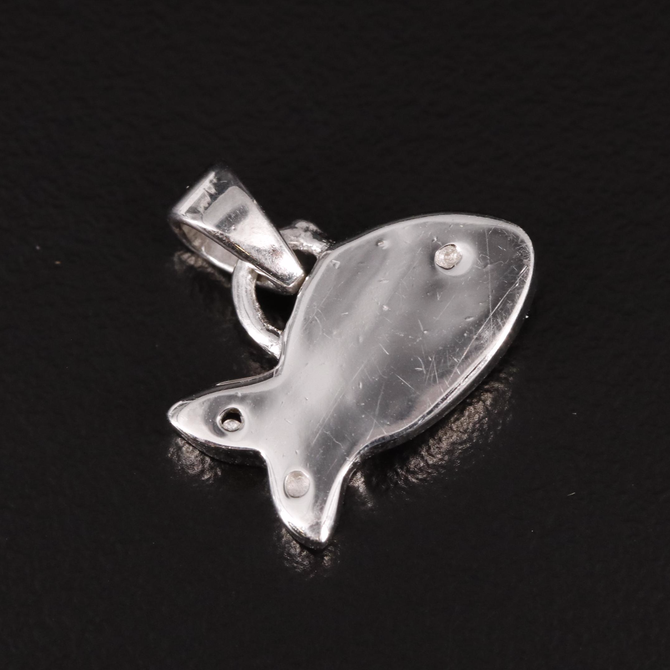 Sterling Amethyst, White Topaz, and Iolite Fish Pendant