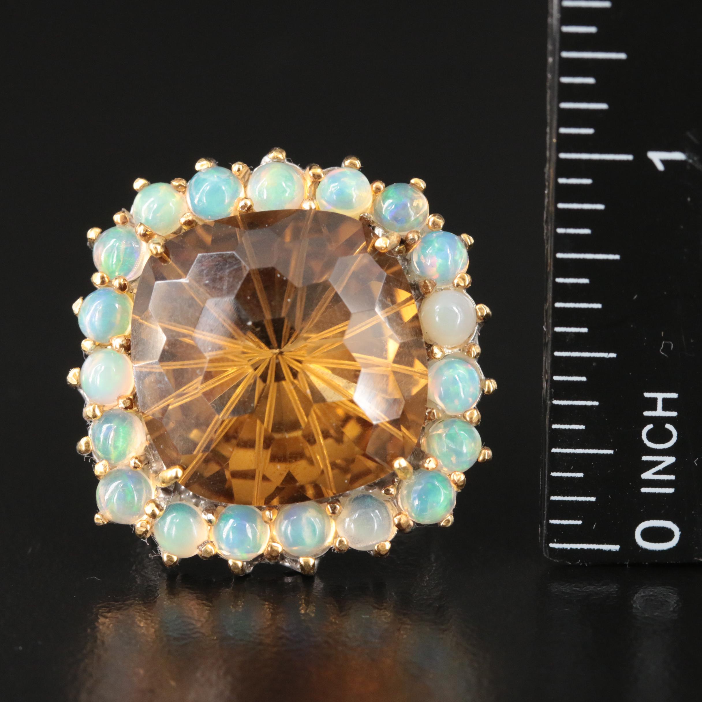 Sterling Citrine and Opal Ring