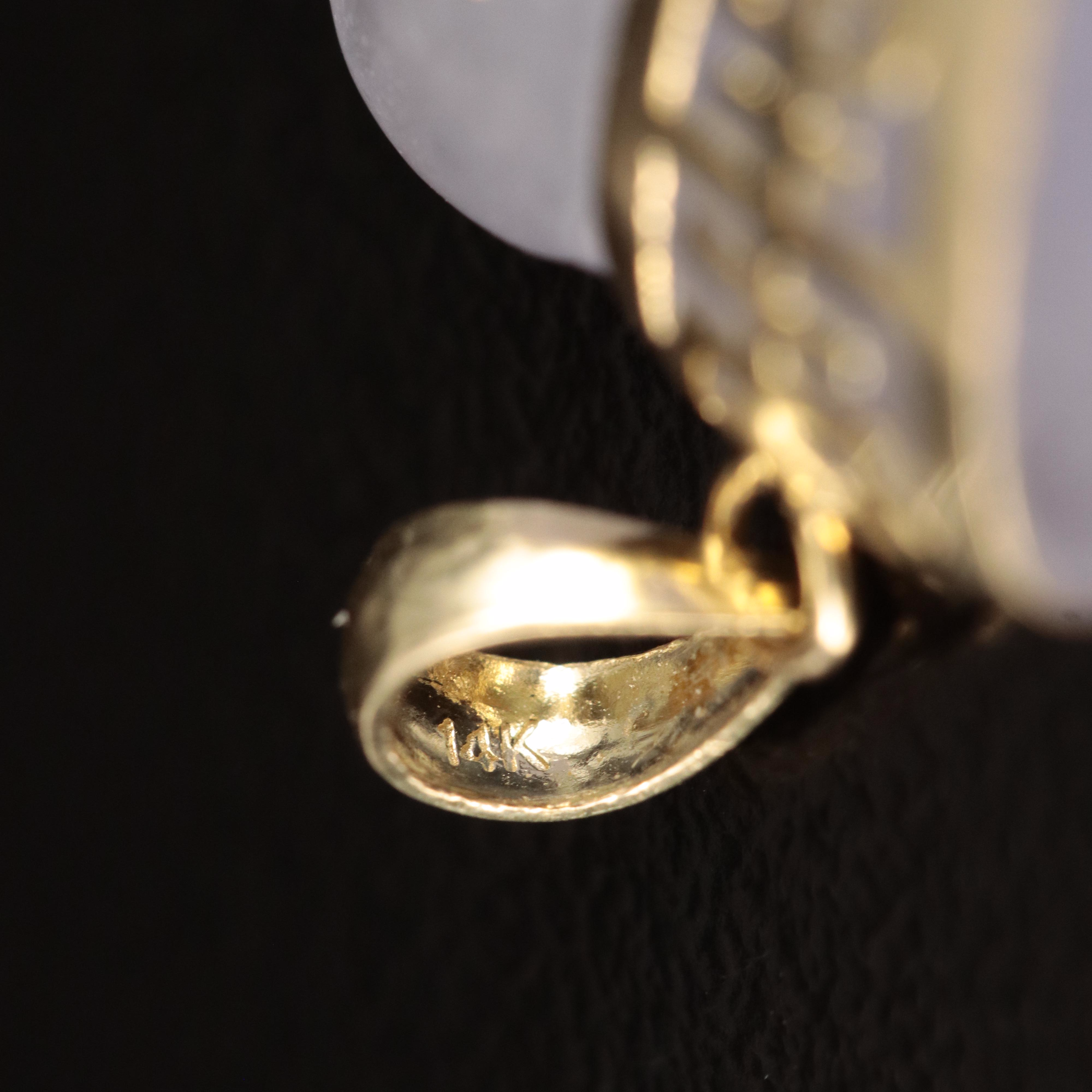 14K Carved Jadeite Elephant Pendant with Longevity Accent