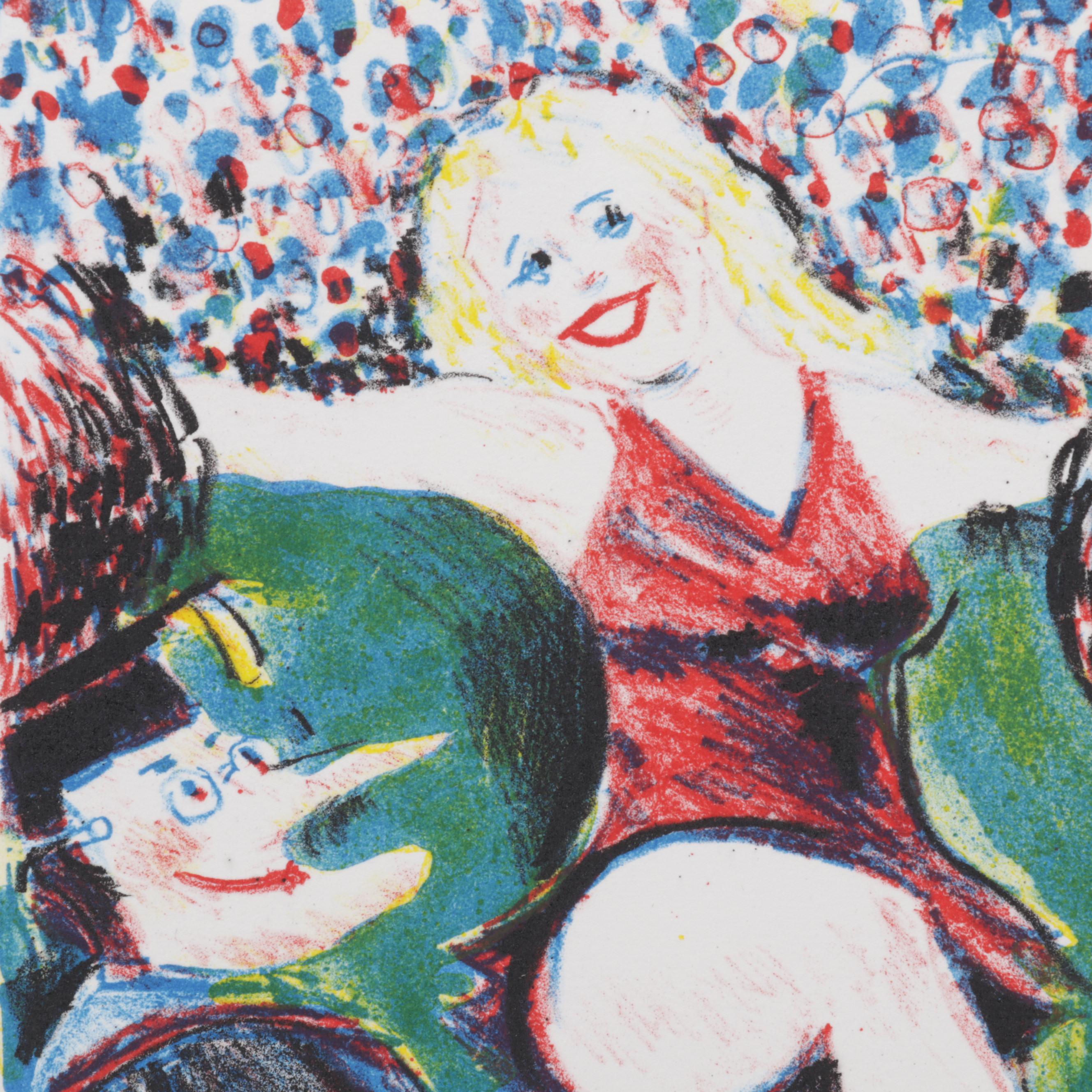 Sidney Chafetz Color Lithograph "At the Game," 1989