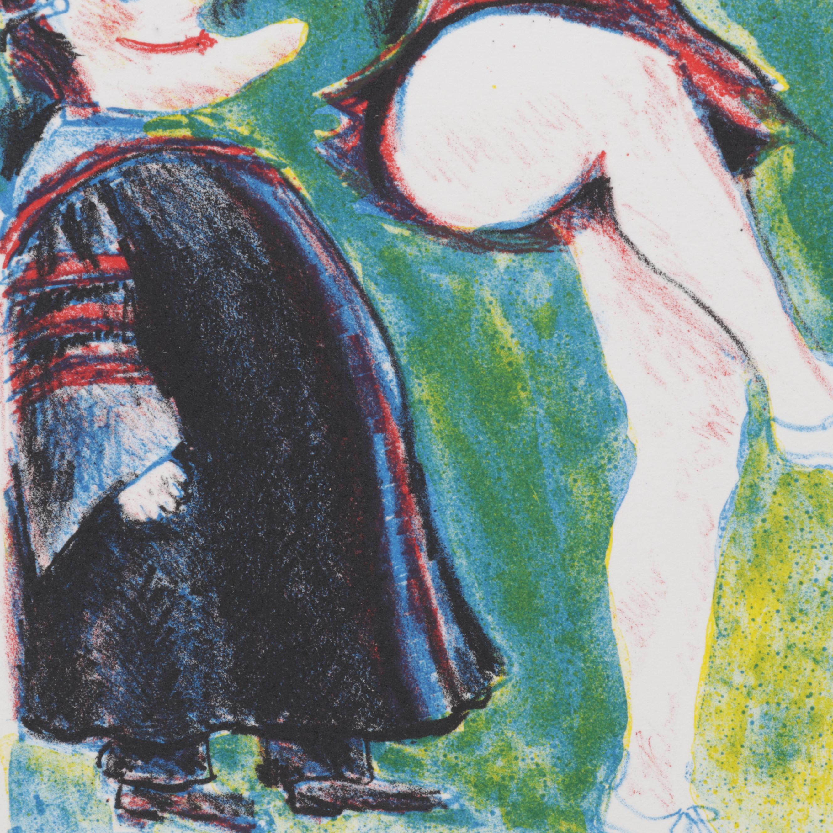 Sidney Chafetz Color Lithograph "At the Game," 1989