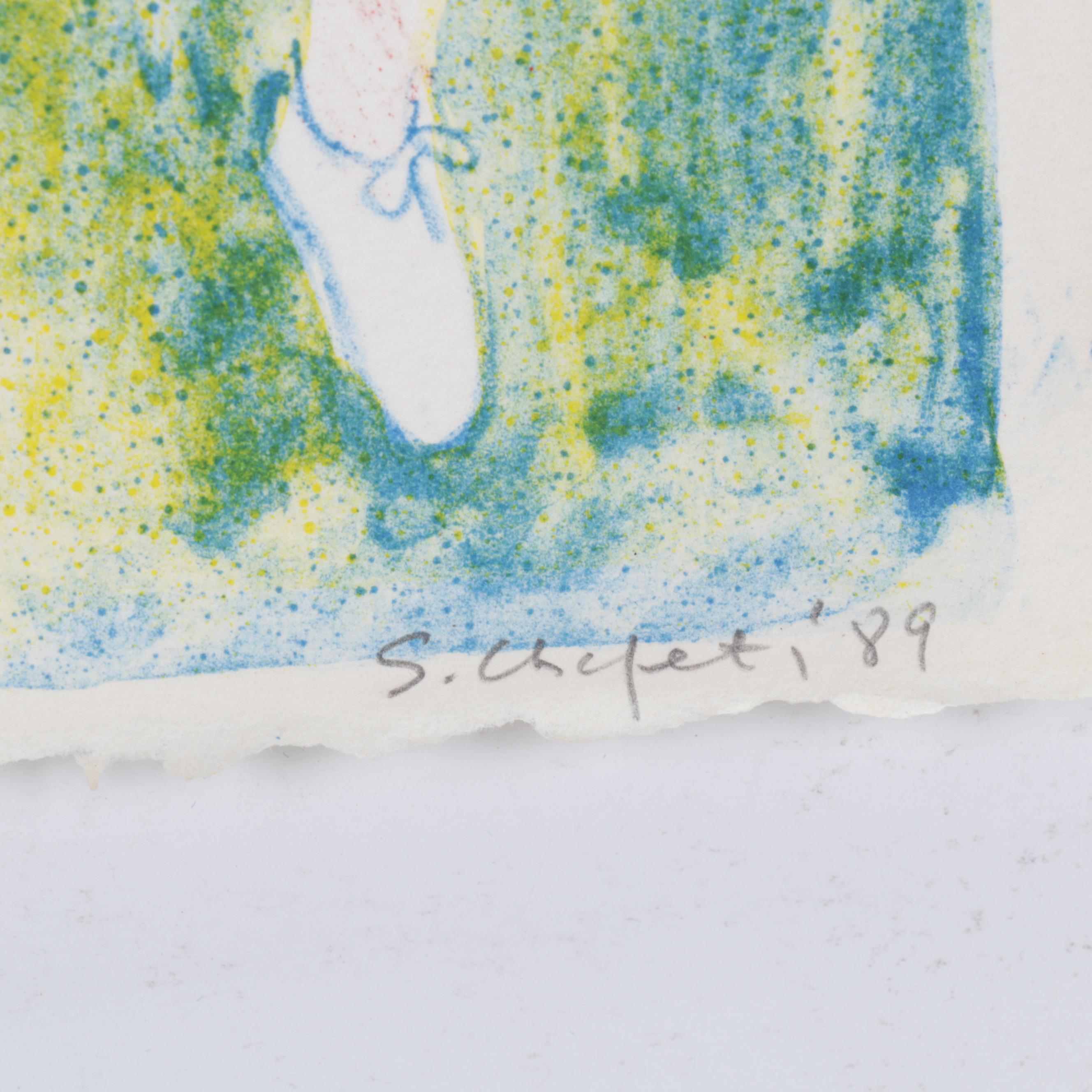 Sidney Chafetz Color Lithograph "At the Game," 1989