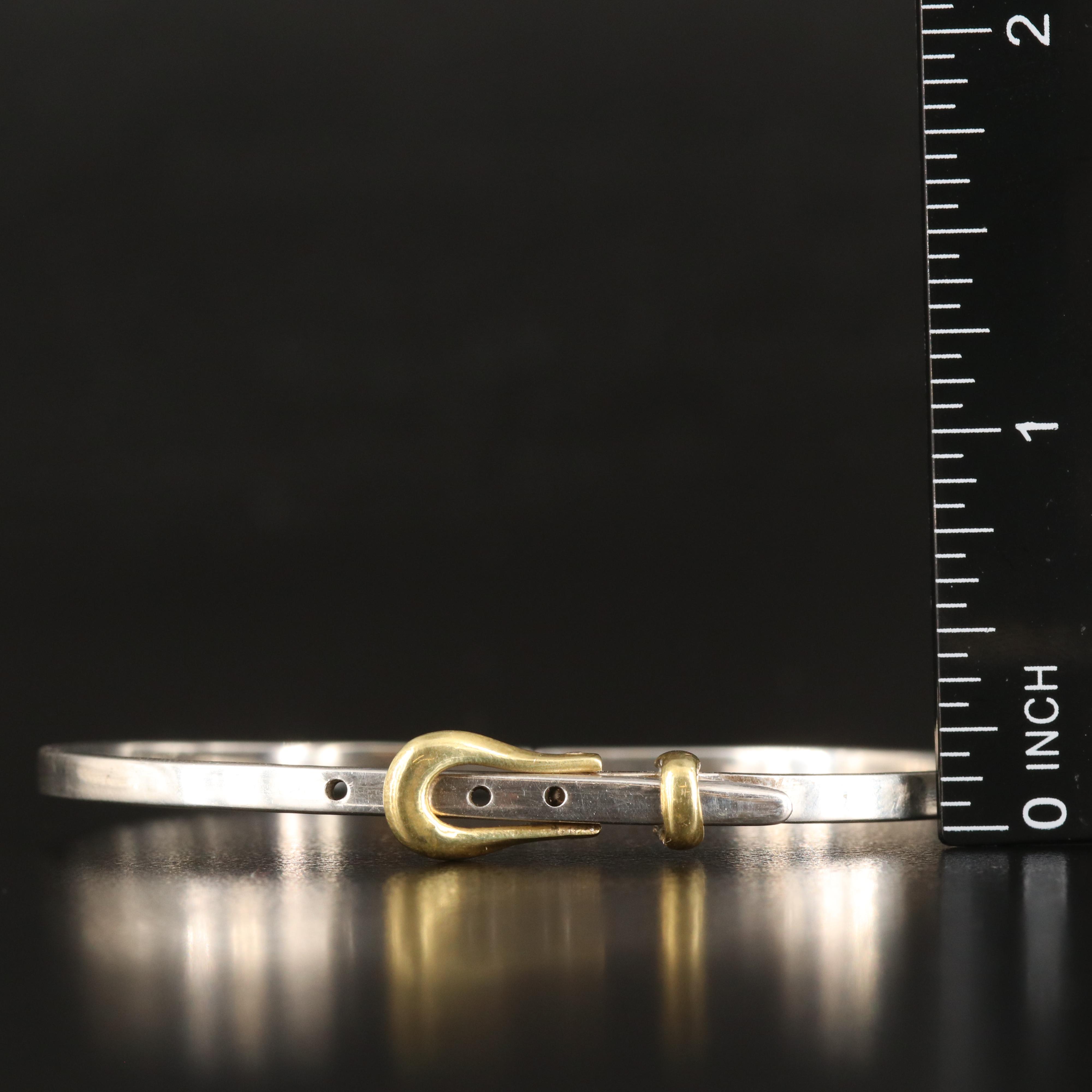 Sterling Buckle Bracelet with Brass Accents