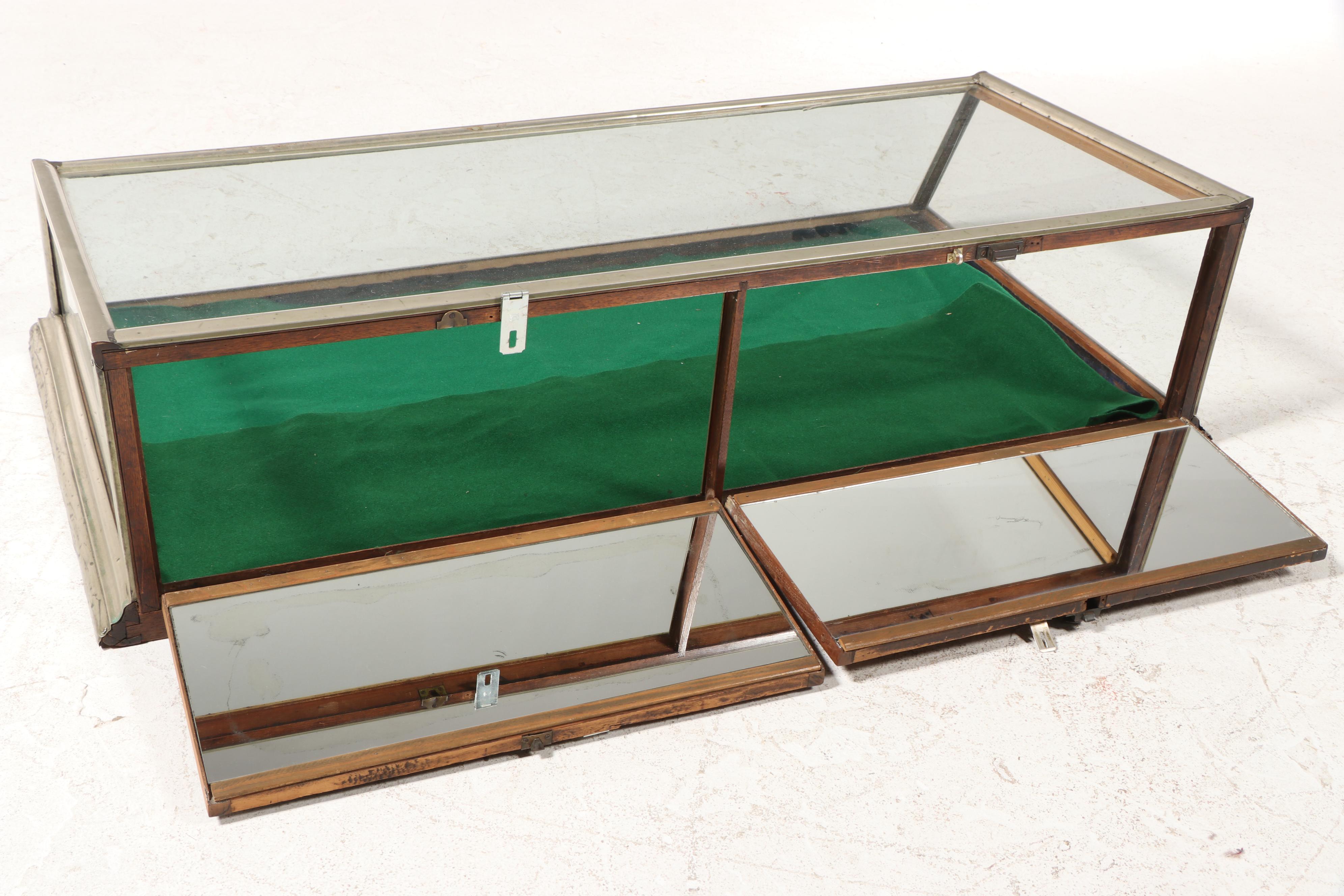 Mirrored-Back Metal and Glass Showcase, Early to Mid 20th Century