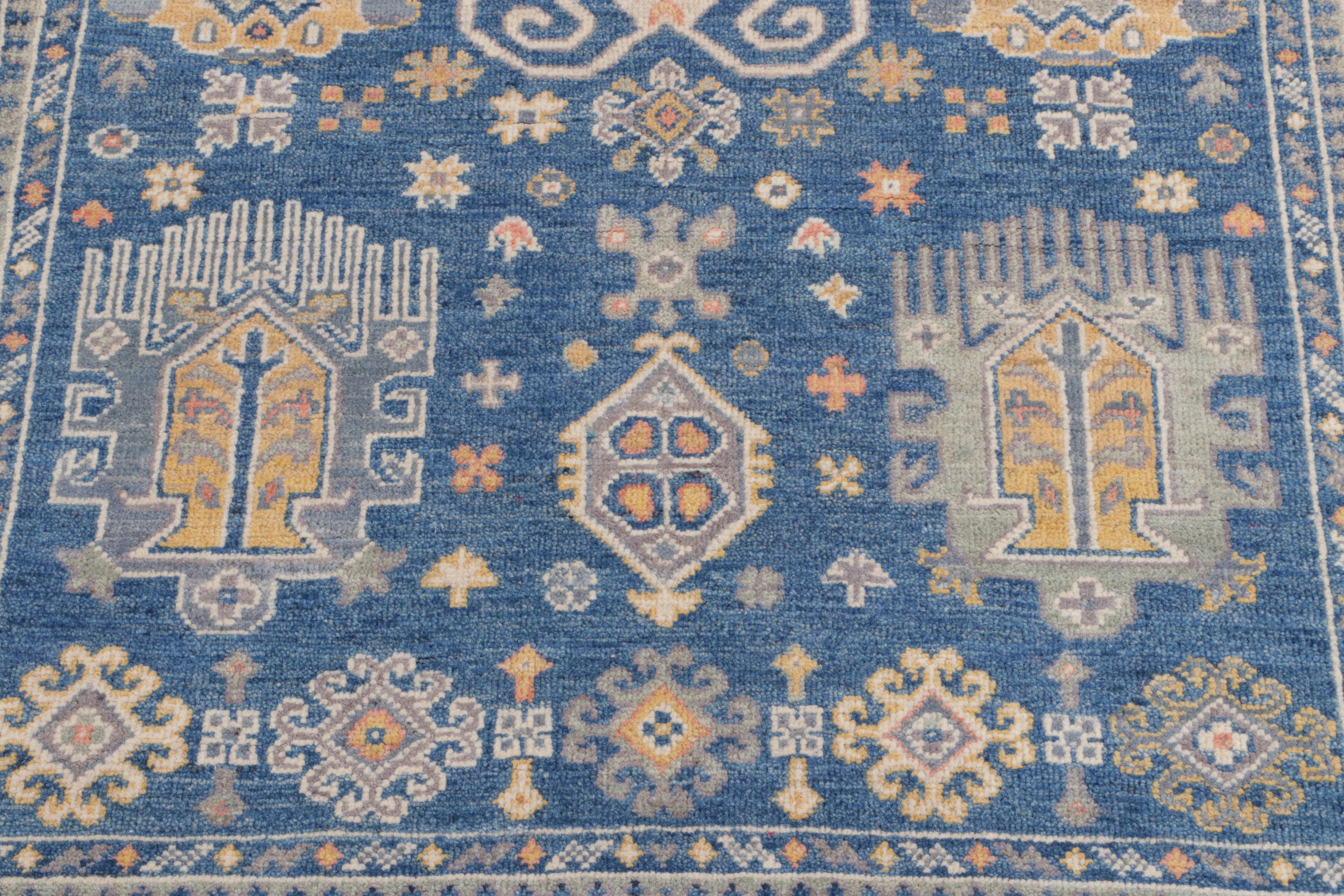 4'1 x 6' Hand-Knotted Afghan Kazak Area Rug