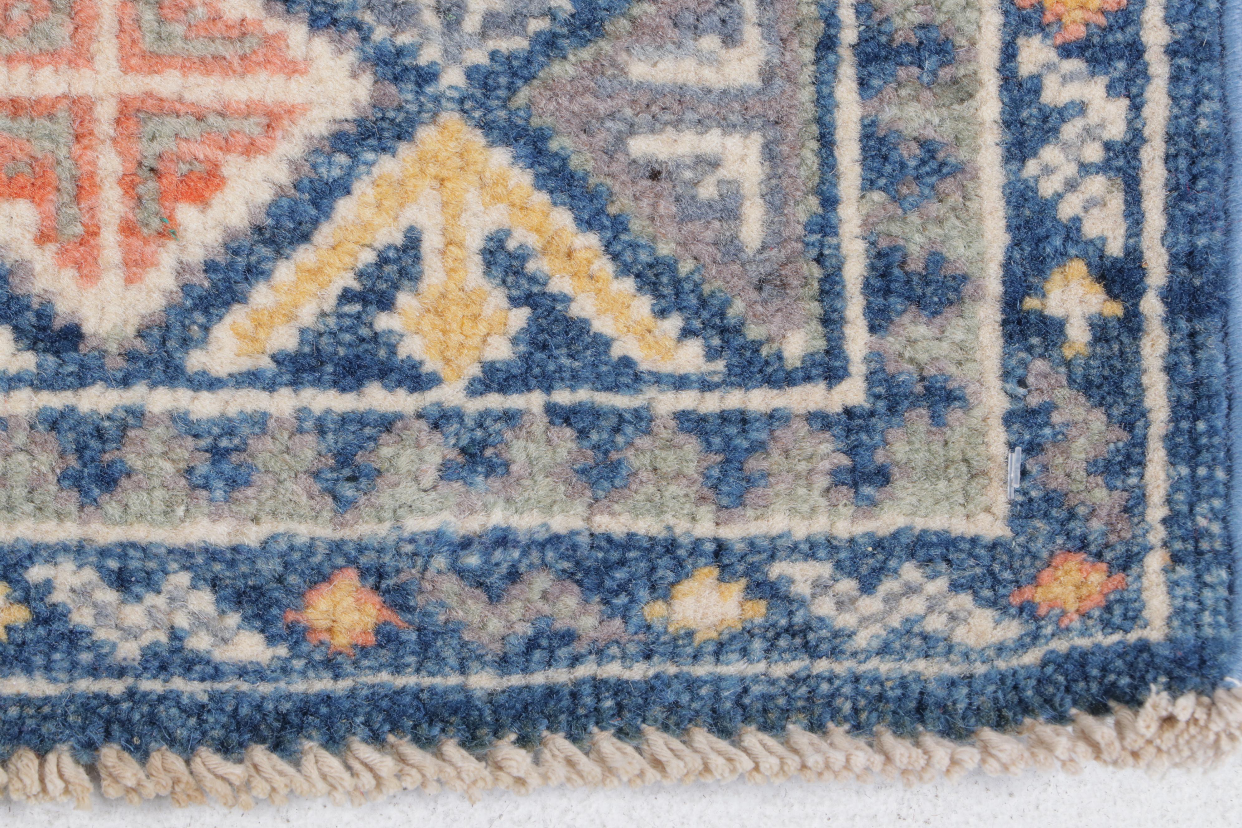 4'1 x 6' Hand-Knotted Afghan Kazak Area Rug