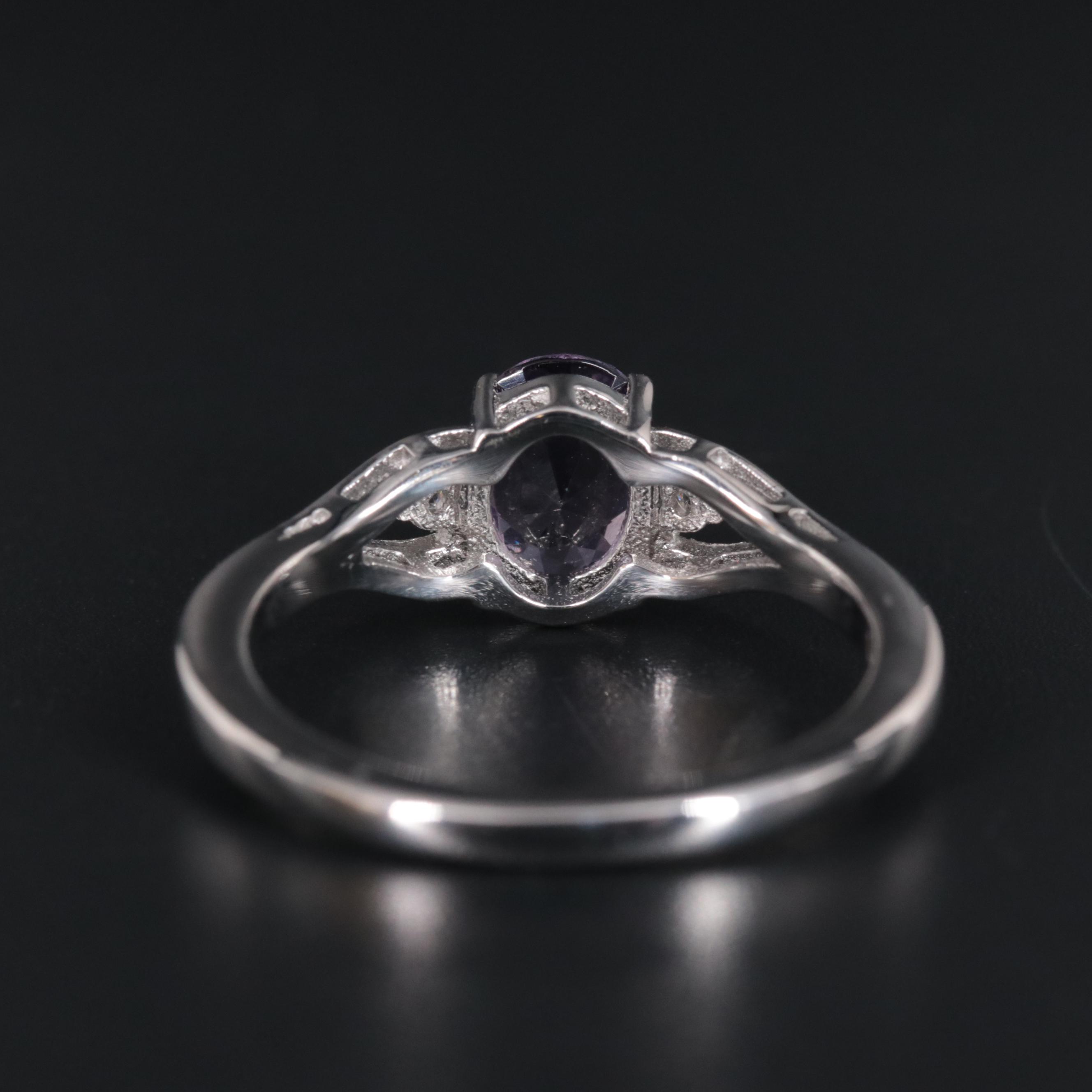 Sterling Silver Amethyst and Cubic Zirconia Ring