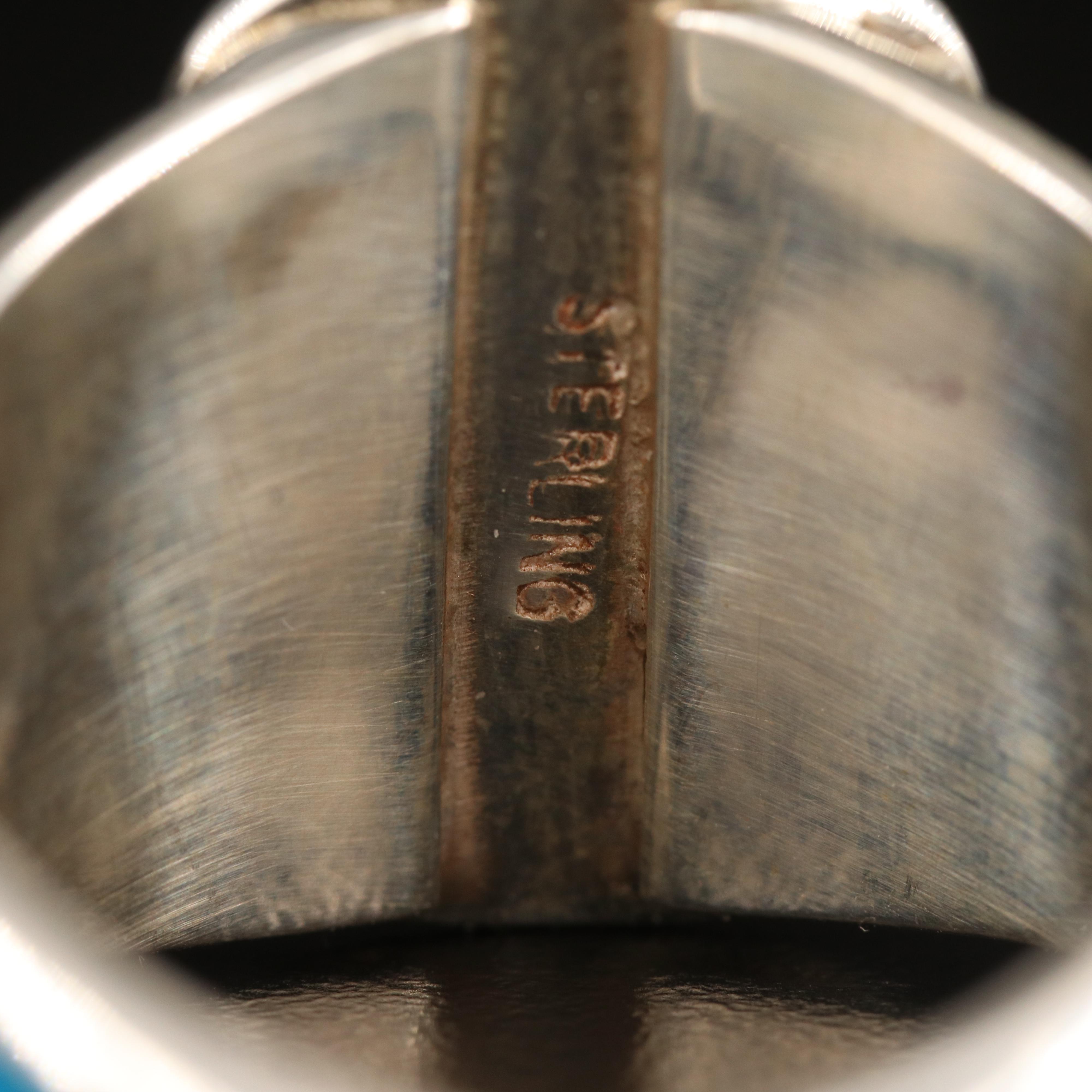 Southwestern Sterling Inlay Ring with Tewa Face Accents