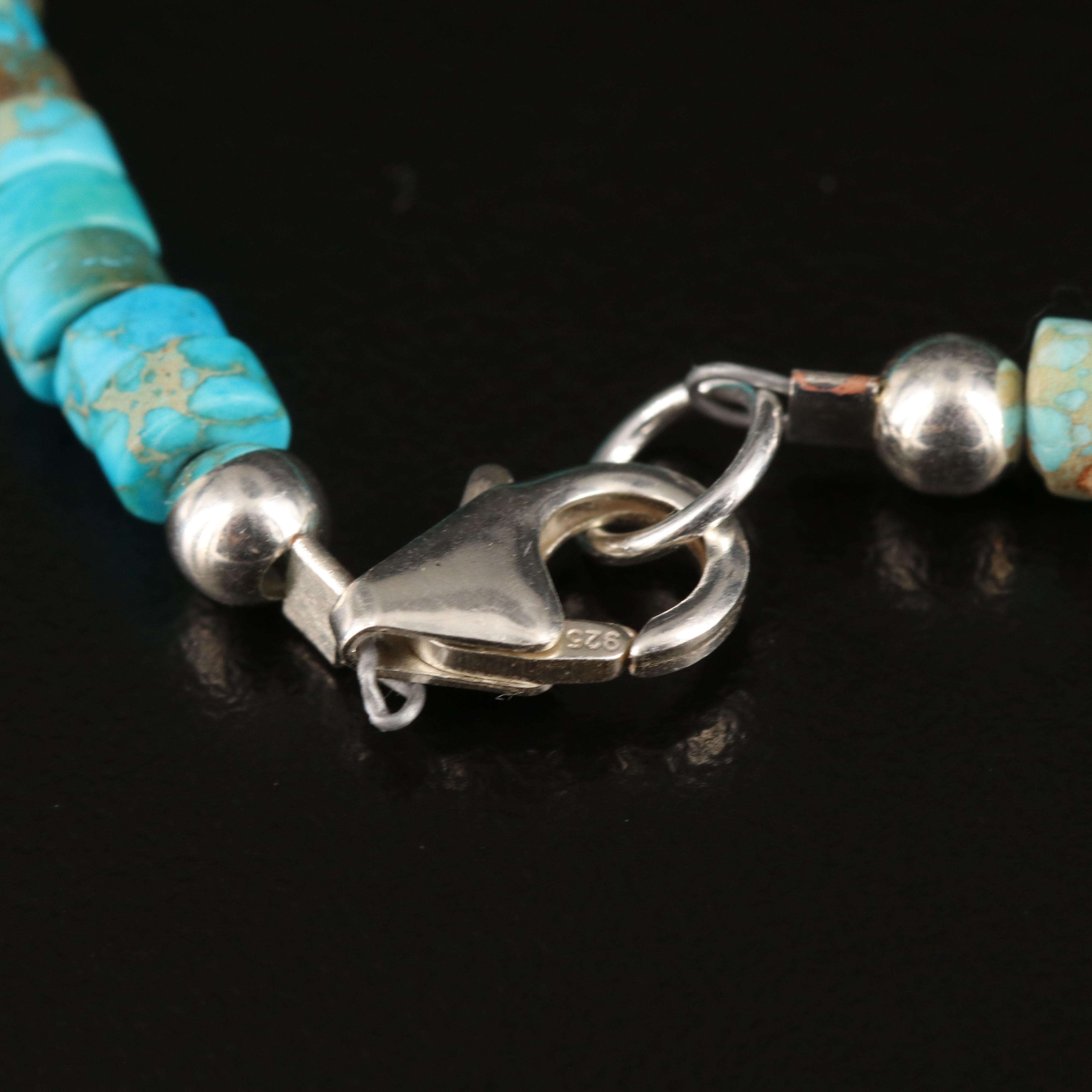 Sterling Turquoise and Gemstone Inlay Reversible Pendant Necklace