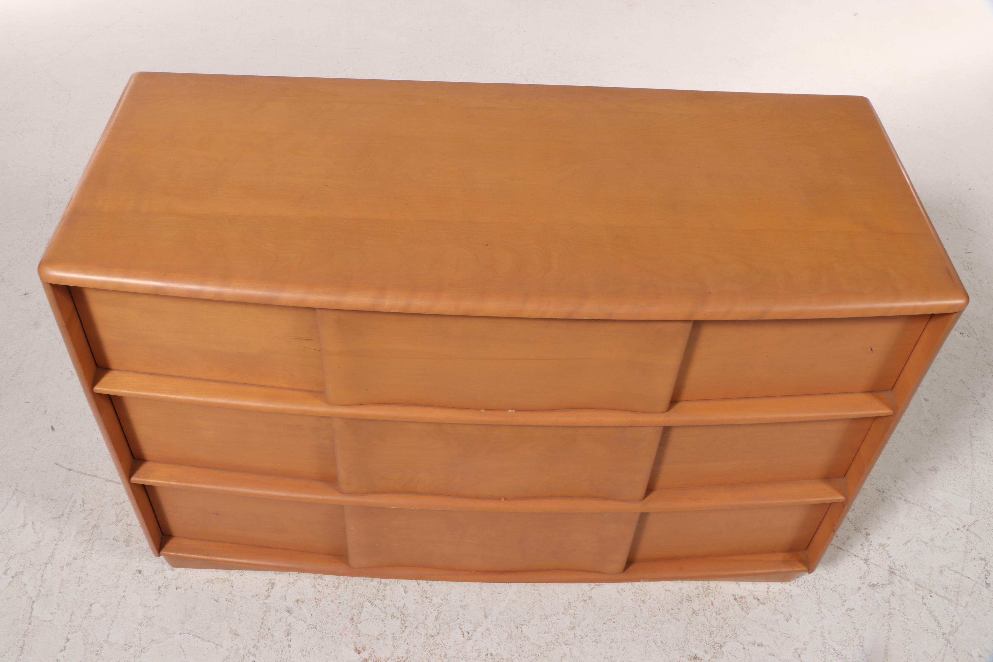 Heywood-Wakefield Mid Century Modern Three-Drawer Dresser in Champagne Finish