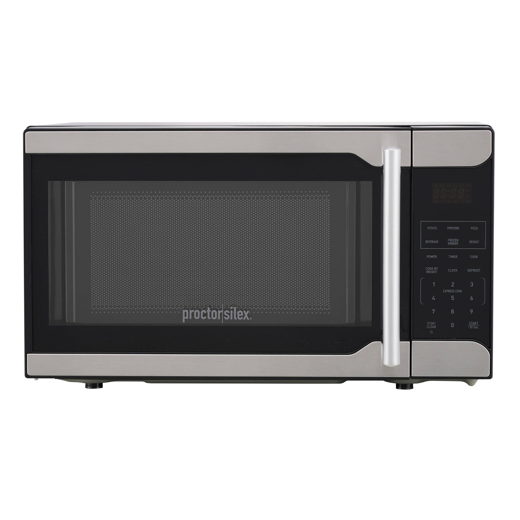 Proctor Silex Black and Chrome 20", 0.7 Cu. Ft. Counter Top Microwave Oven