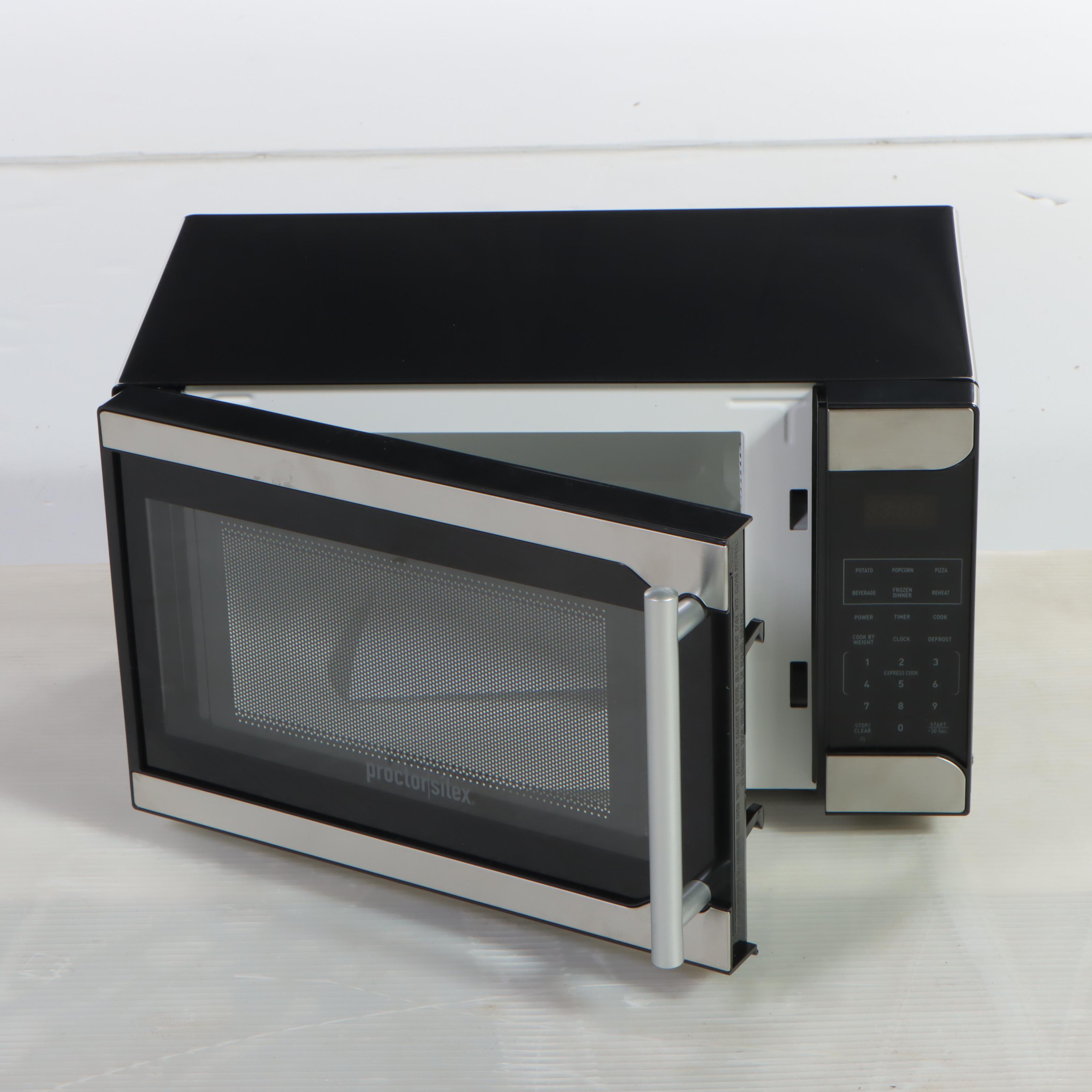 Proctor Silex Black and Chrome 20", 0.7 Cu. Ft. Counter Top Microwave Oven