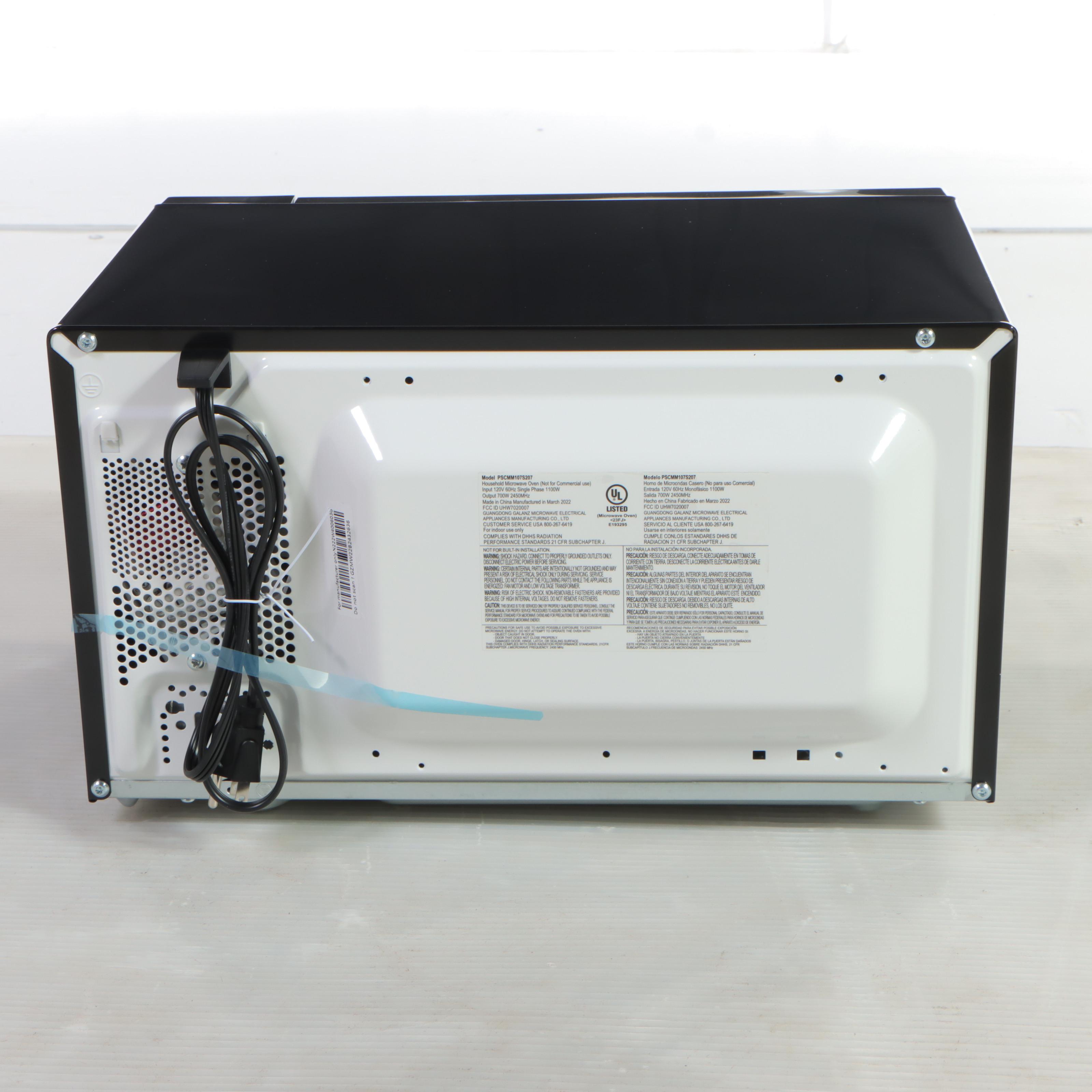 Proctor Silex Black and Chrome 20", 0.7 Cu. Ft. Counter Top Microwave Oven